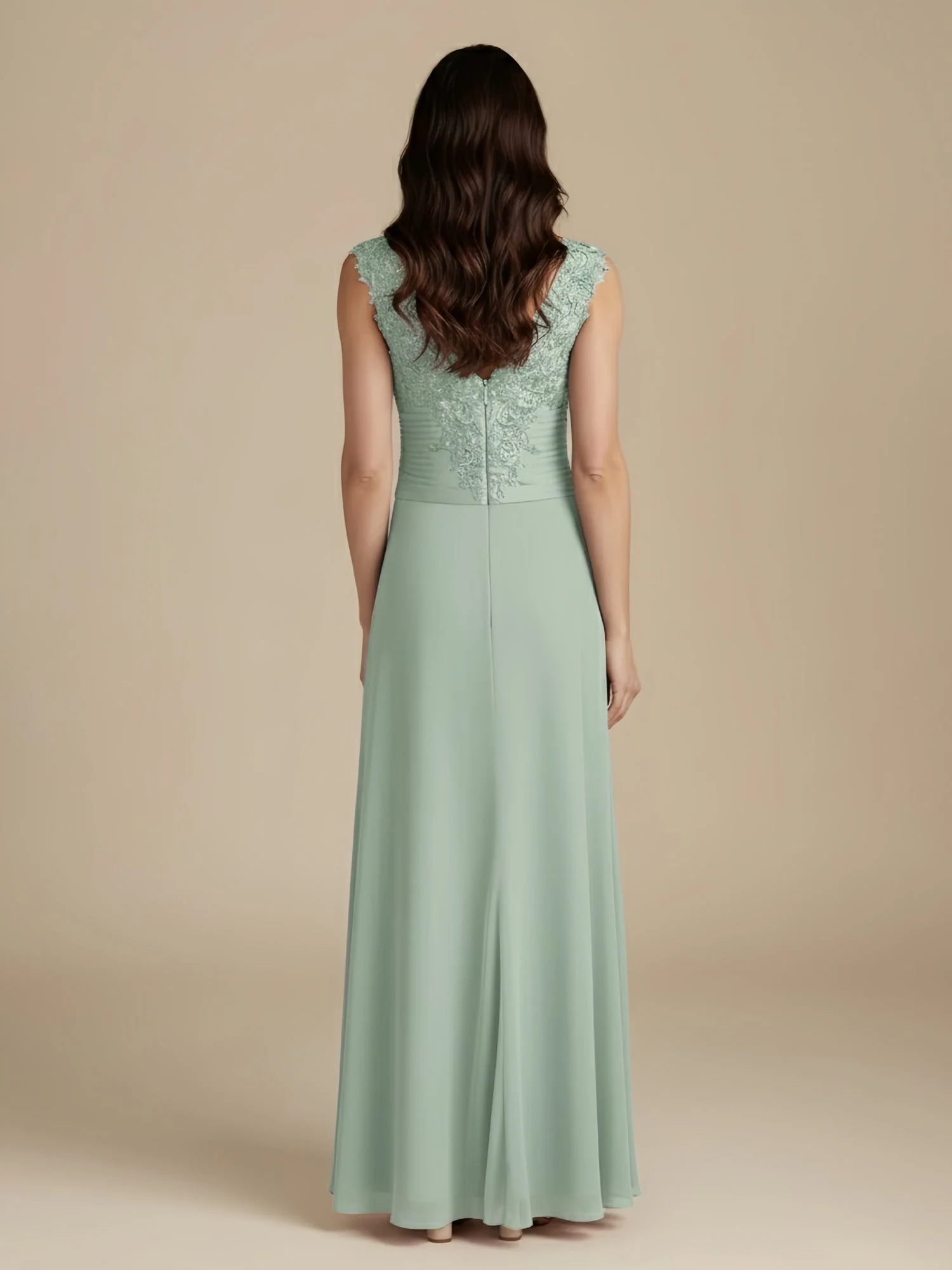 A-Line Sweetheart Neck Pleated Lace Ruffles Dress Wisteria - Image 2