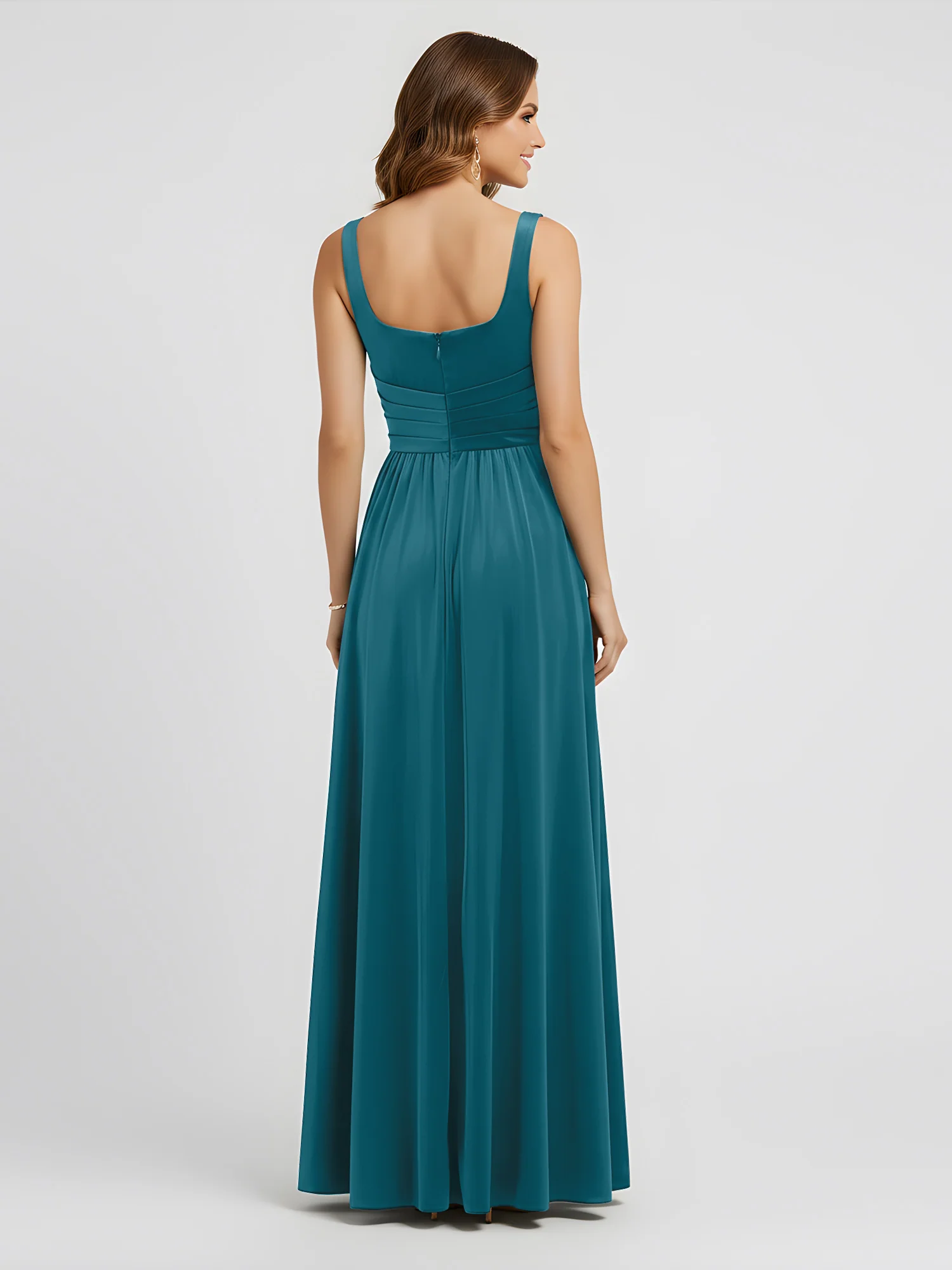 Wide Strap Velvet Pleated Waist Maxi Dress Ink Blue - Image 2
