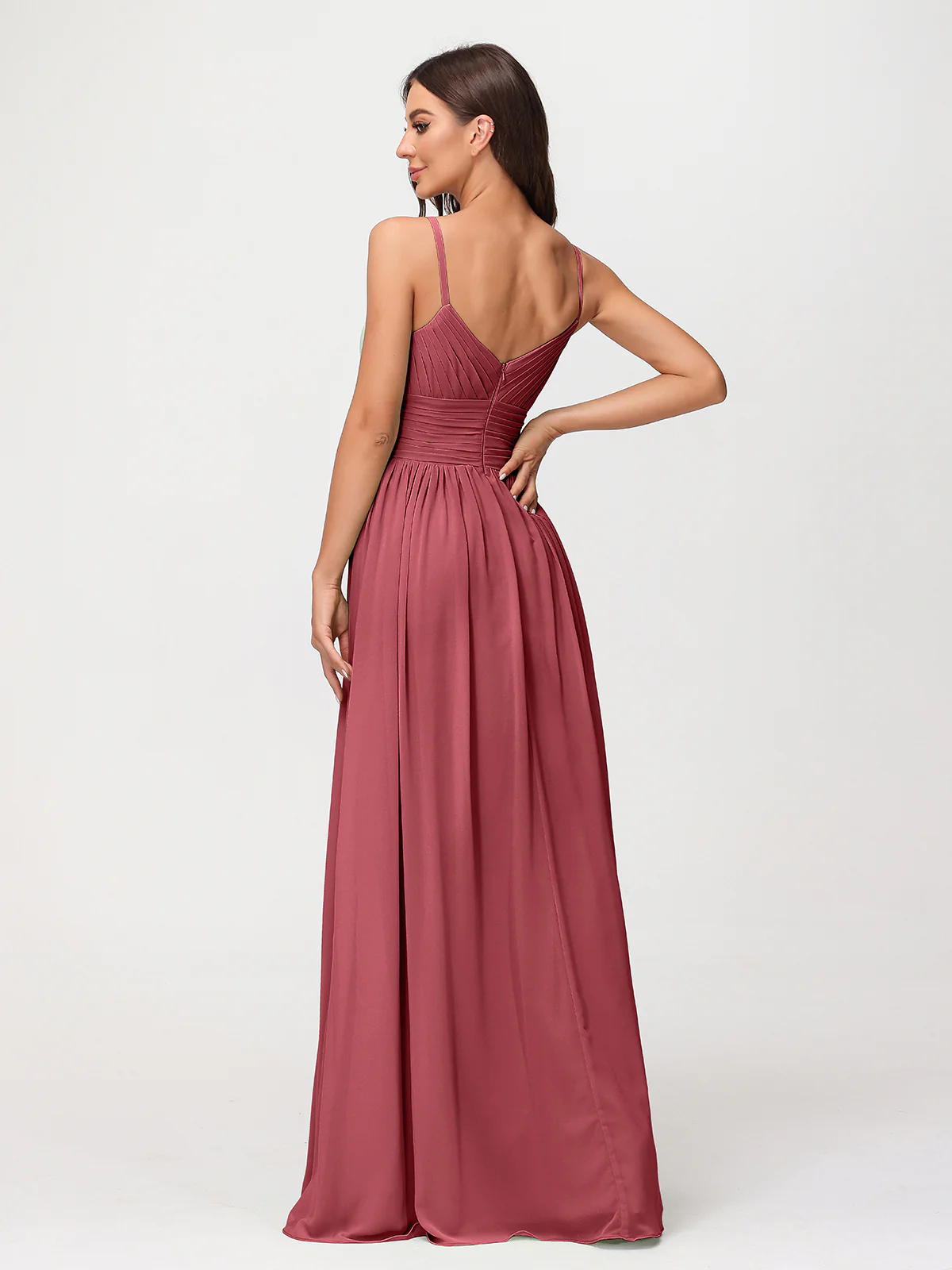 Spaghestti Strap Chiffon Maxi Gowns Cinnamon Rose - Image 2
