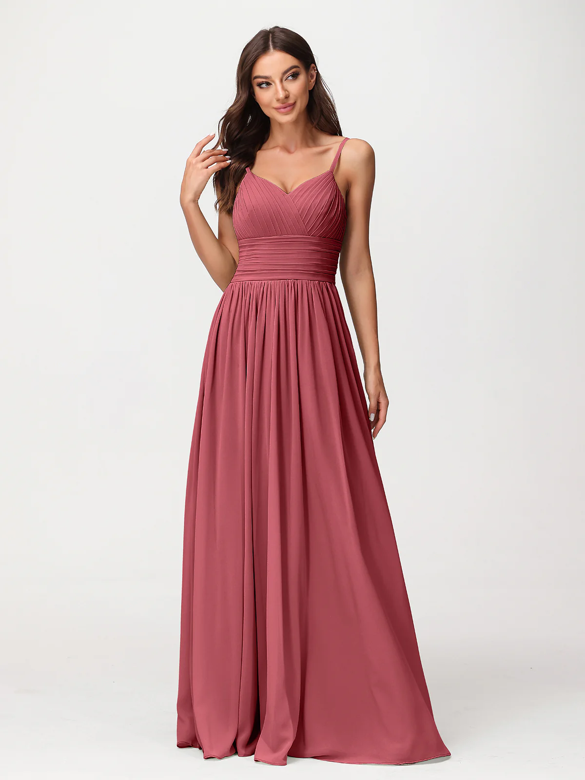 Spaghestti Strap Chiffon Maxi Gowns Cinnamon Rose - Image 3