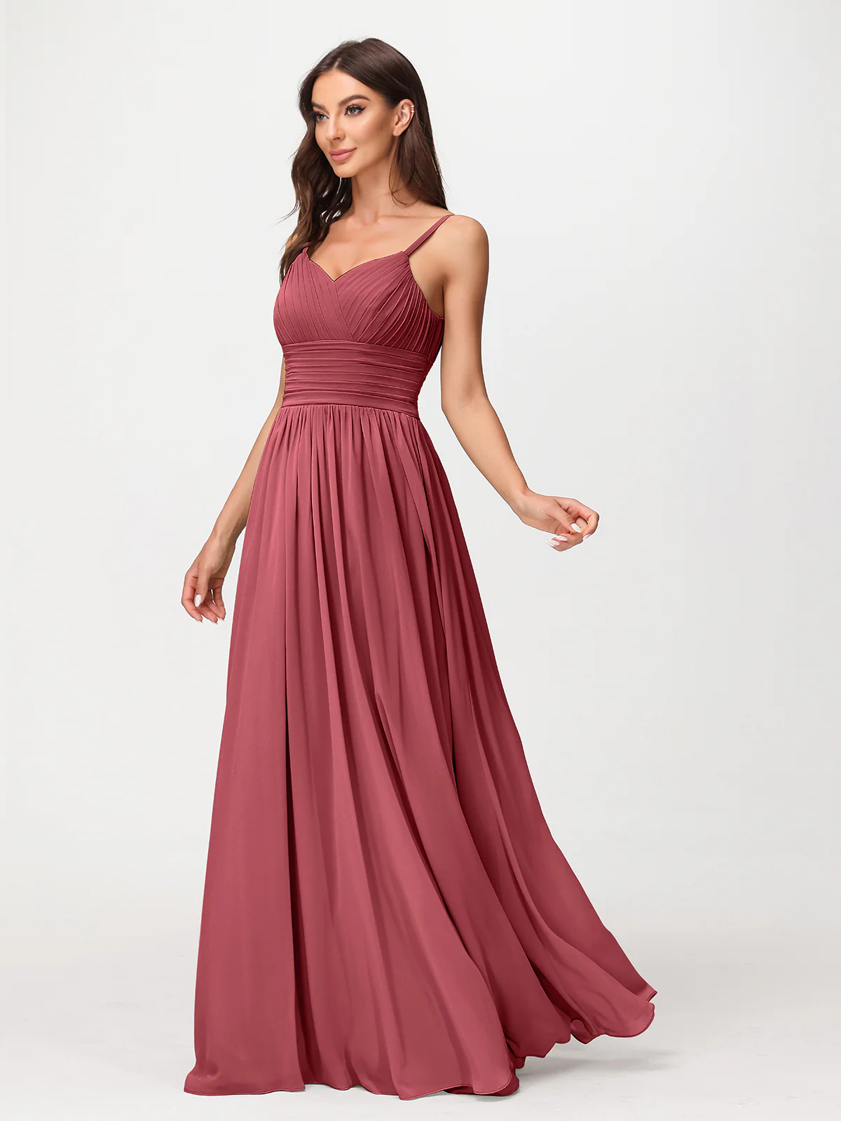 Spaghestti Strap Chiffon Maxi Gowns Cinnamon Rose - Image 4