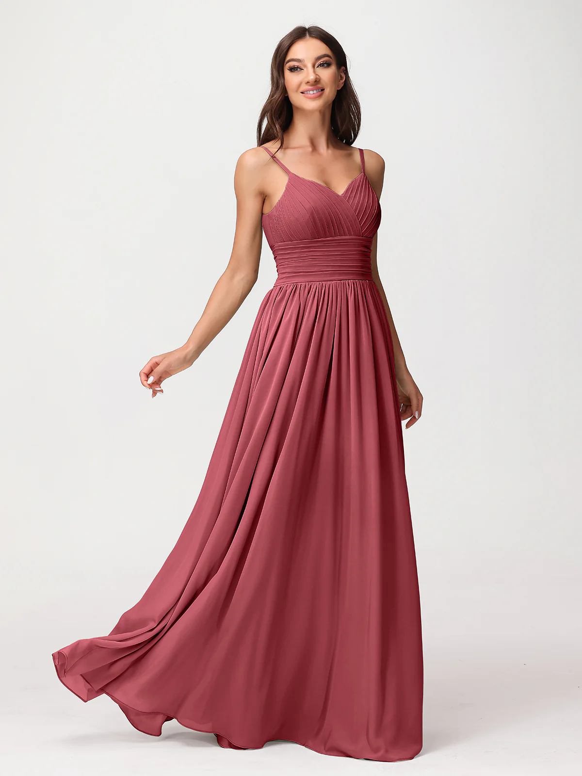Spaghestti Strap Chiffon Maxi Gowns Cinnamon Rose - Image 5