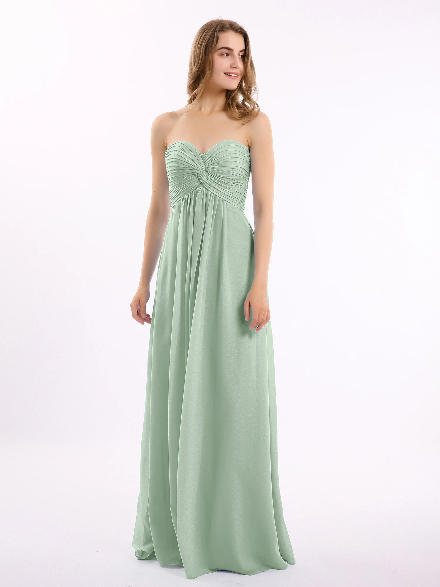 Strapless Empire Chiffon Dresses with Sweetheart Agave