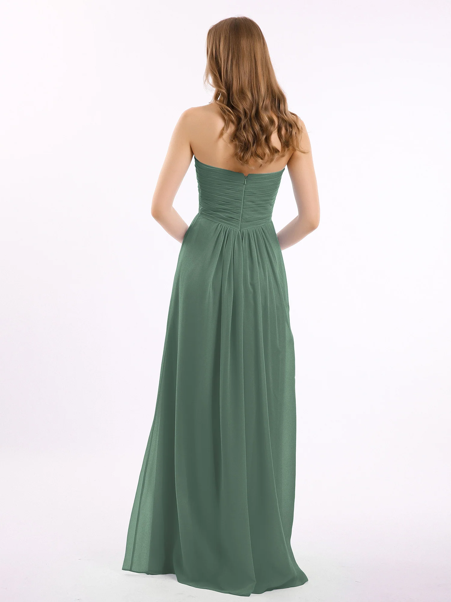 Strapless Empire Chiffon Dresses with Sweetheart Eucalyptus - Image 2