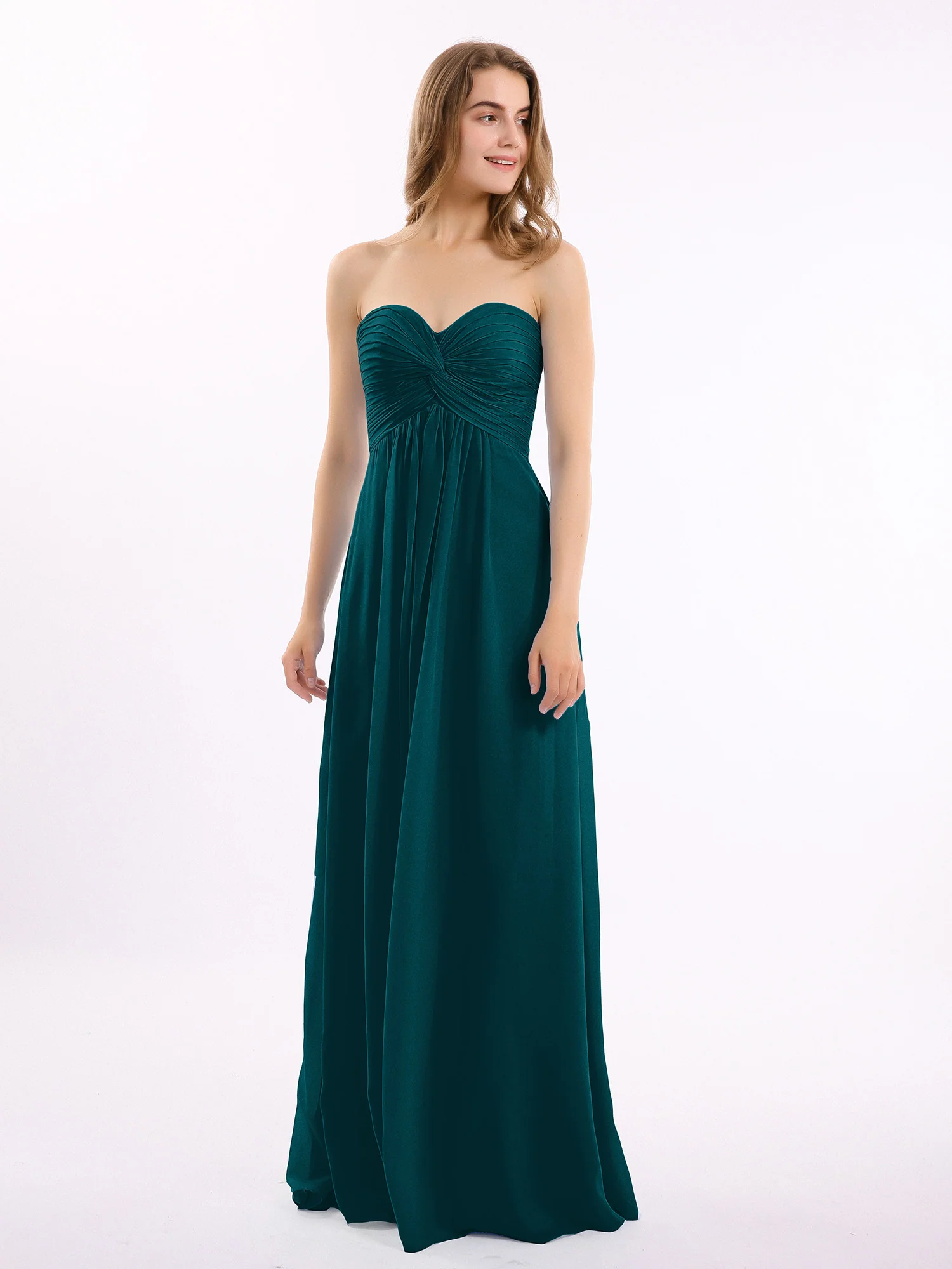 Strapless Empire Chiffon Dresses with Sweetheart Pine