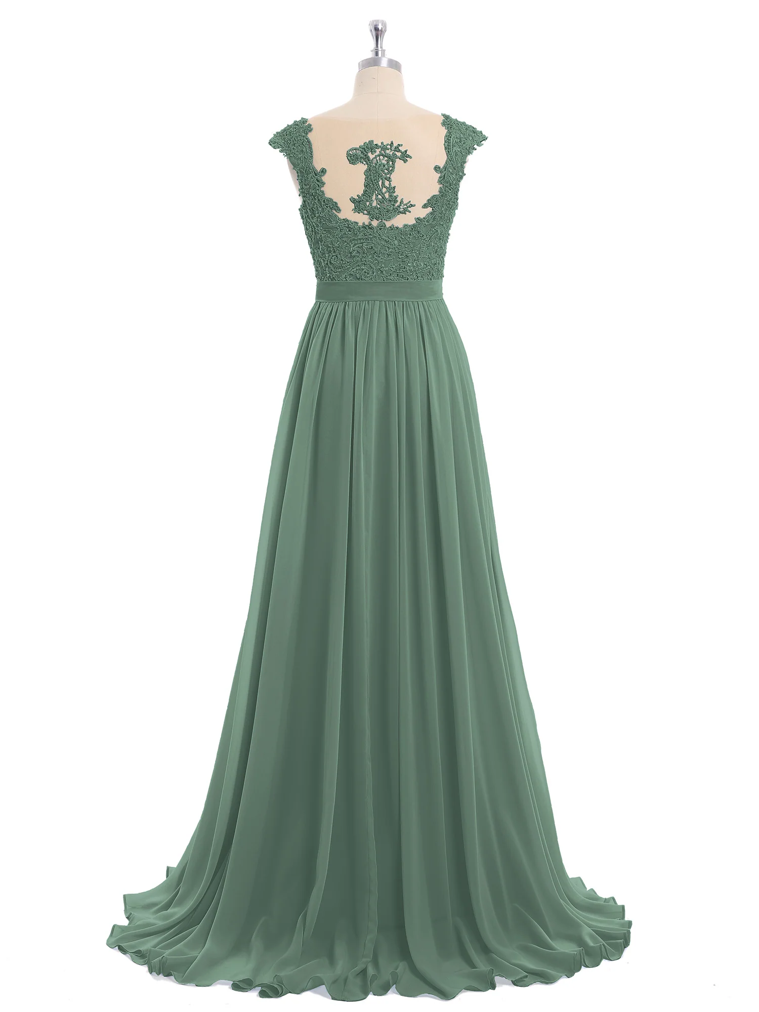 Appliqued and Beaded Dress with Sweetheart Neck Eucalyptus - Image 5