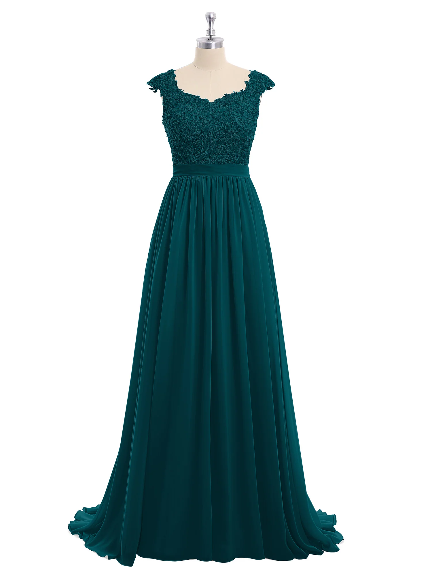 Appliqued and Beaded Dress with Sweetheart Neck Pine - Image 4