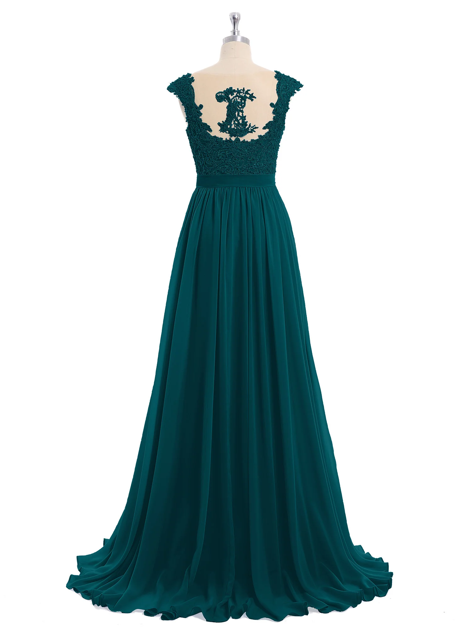 Appliqued and Beaded Dress with Sweetheart Neck Pine - Image 5