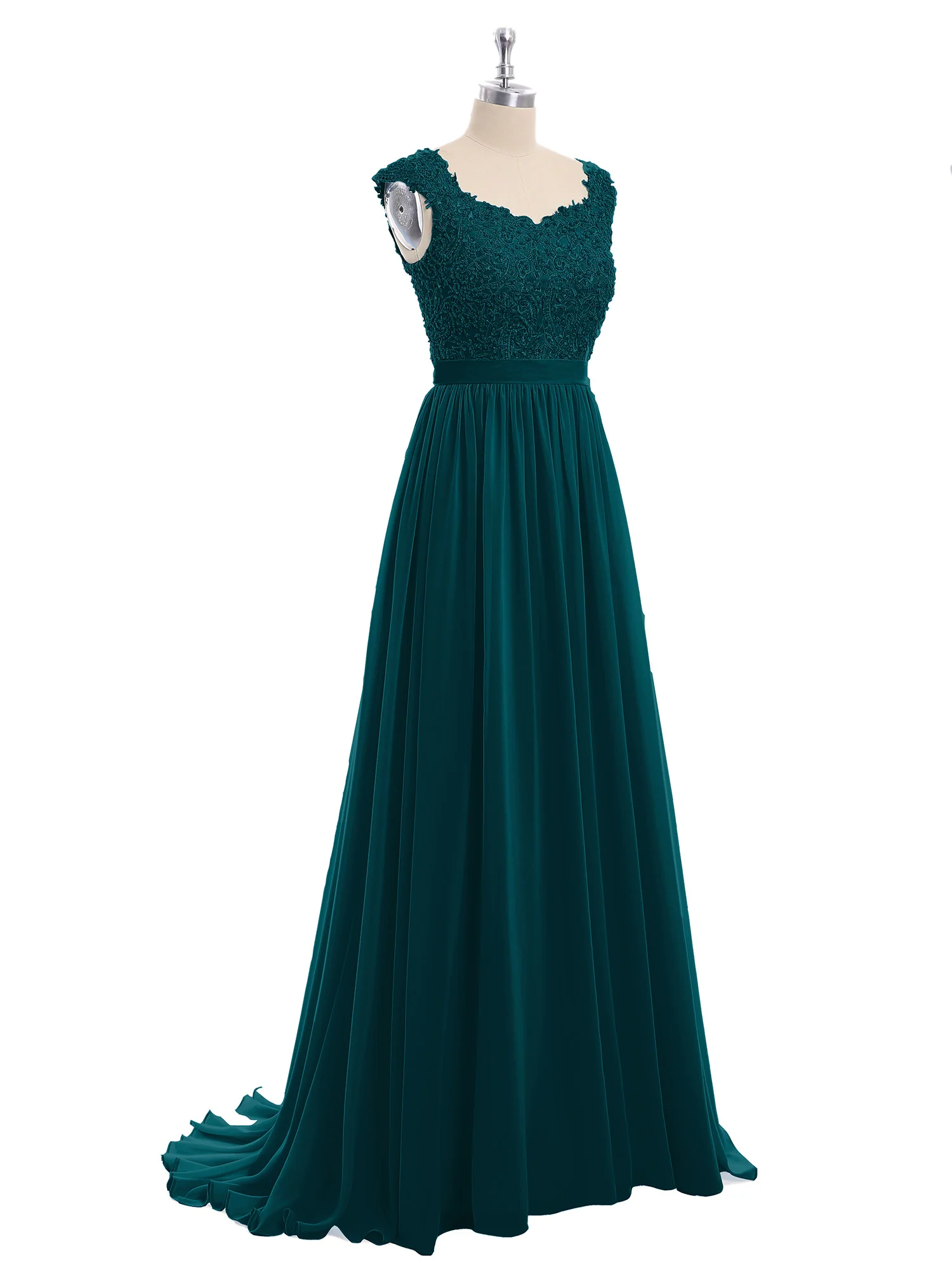 Appliqued and Beaded Dress with Sweetheart Neck Pine - Image 6