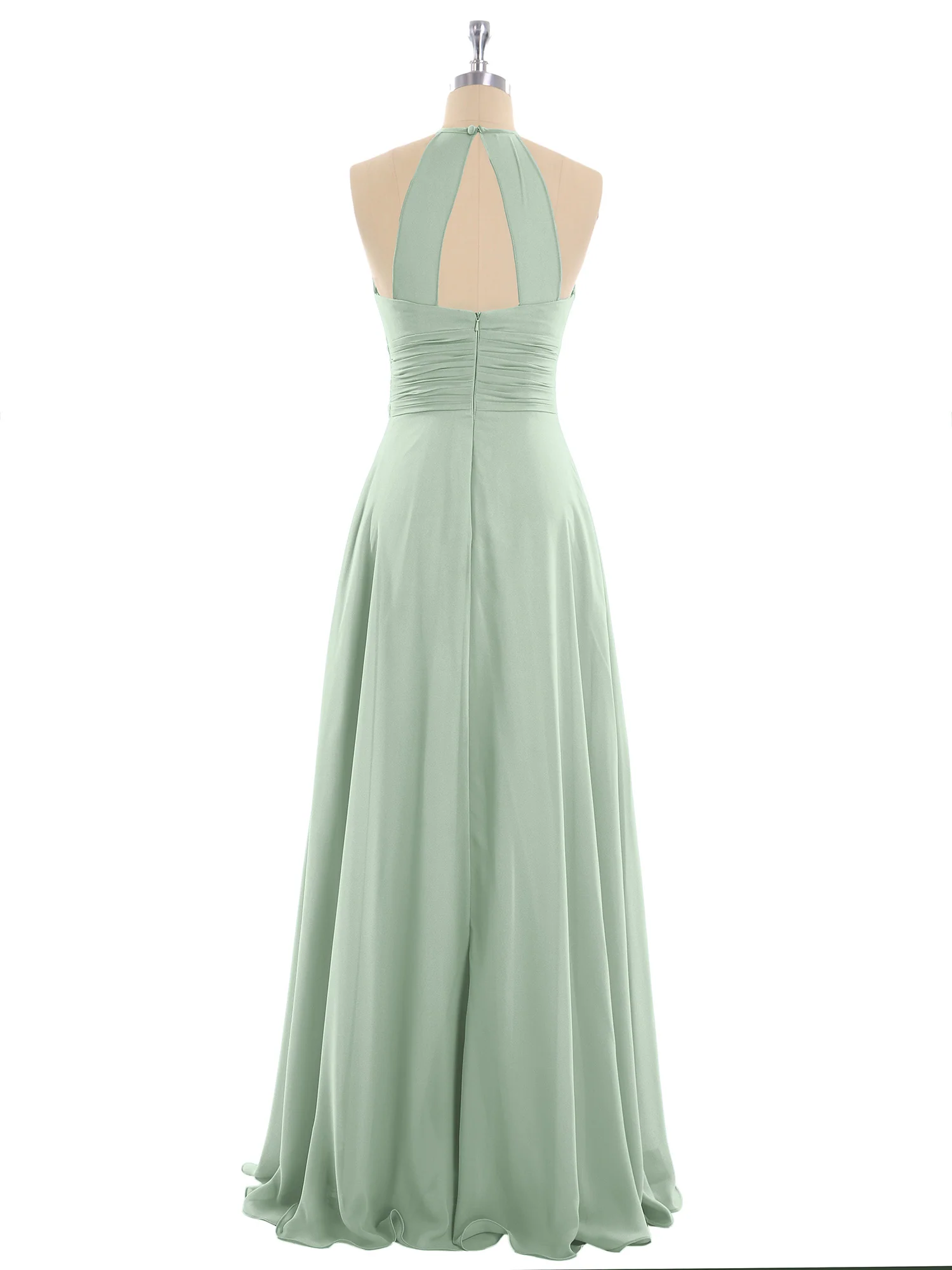 Halter Chiffon Maxi Dress of Bridesmaid Agave - Image 5
