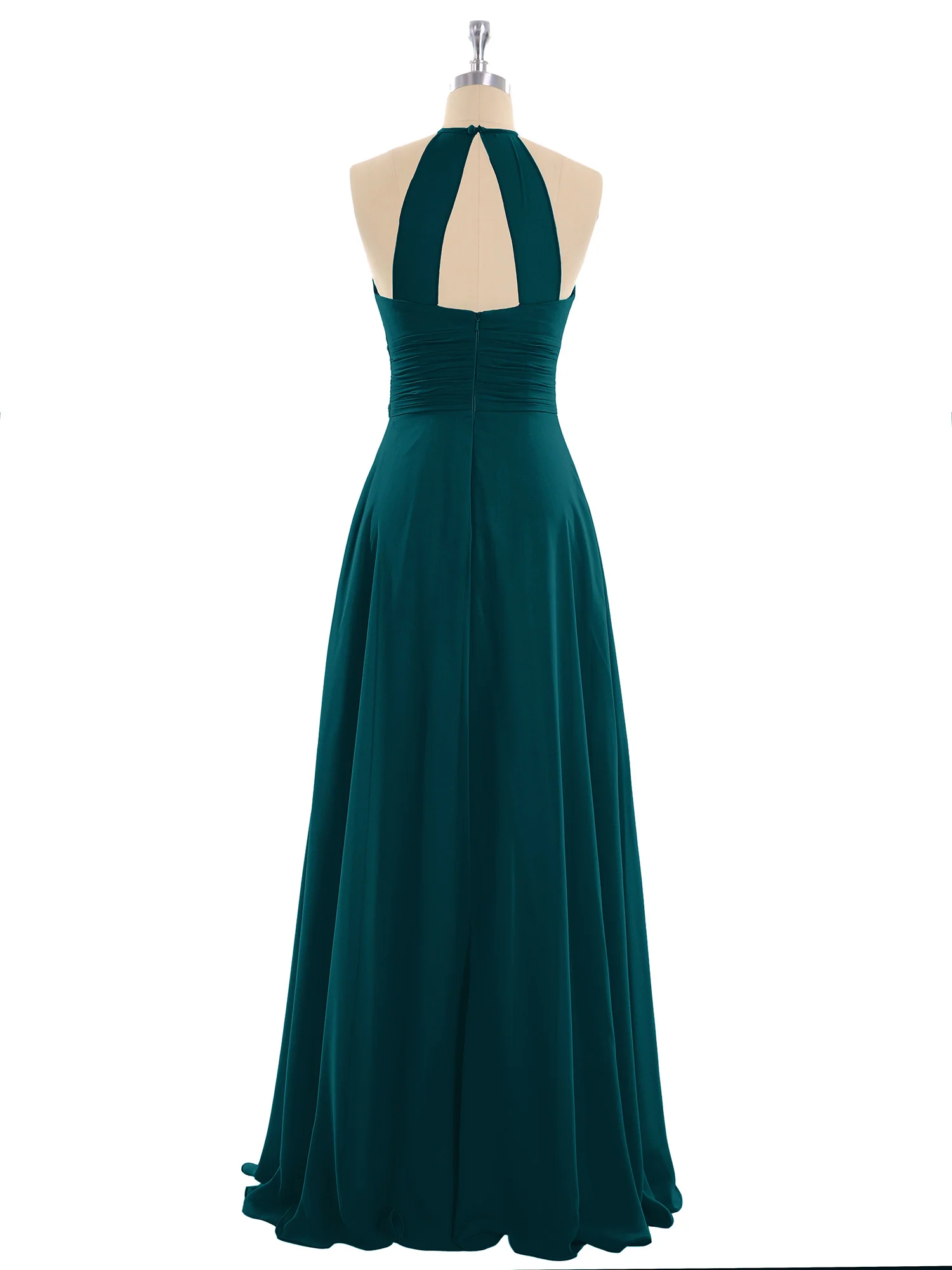 Halter Chiffon Maxi Dress of Bridesmaid Pine - Image 5
