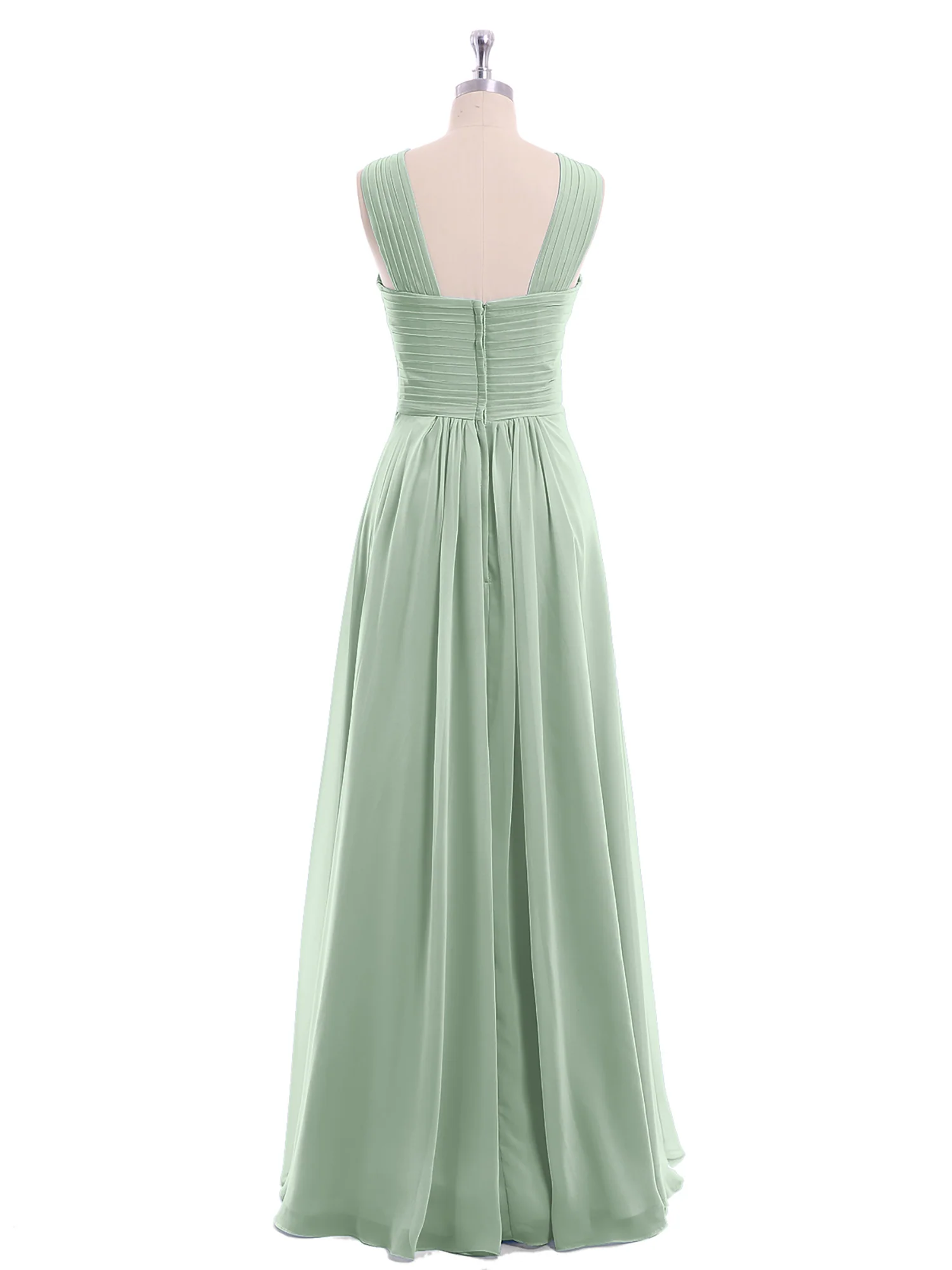 Cross Shoulder Strap Chiffon Dress with Empire Waist Agave - Image 5
