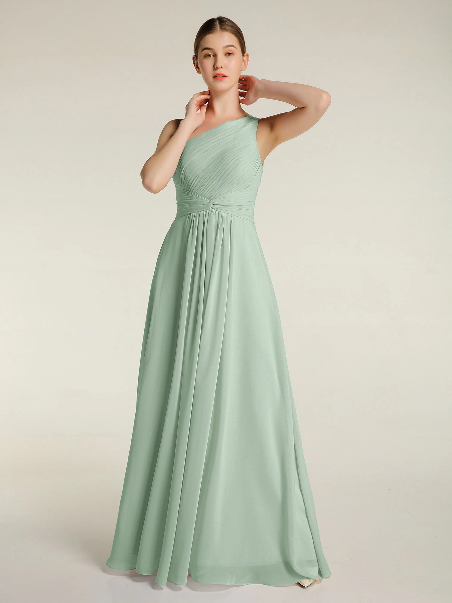 One Shoulder Dresses with Pleated Bodice Agave