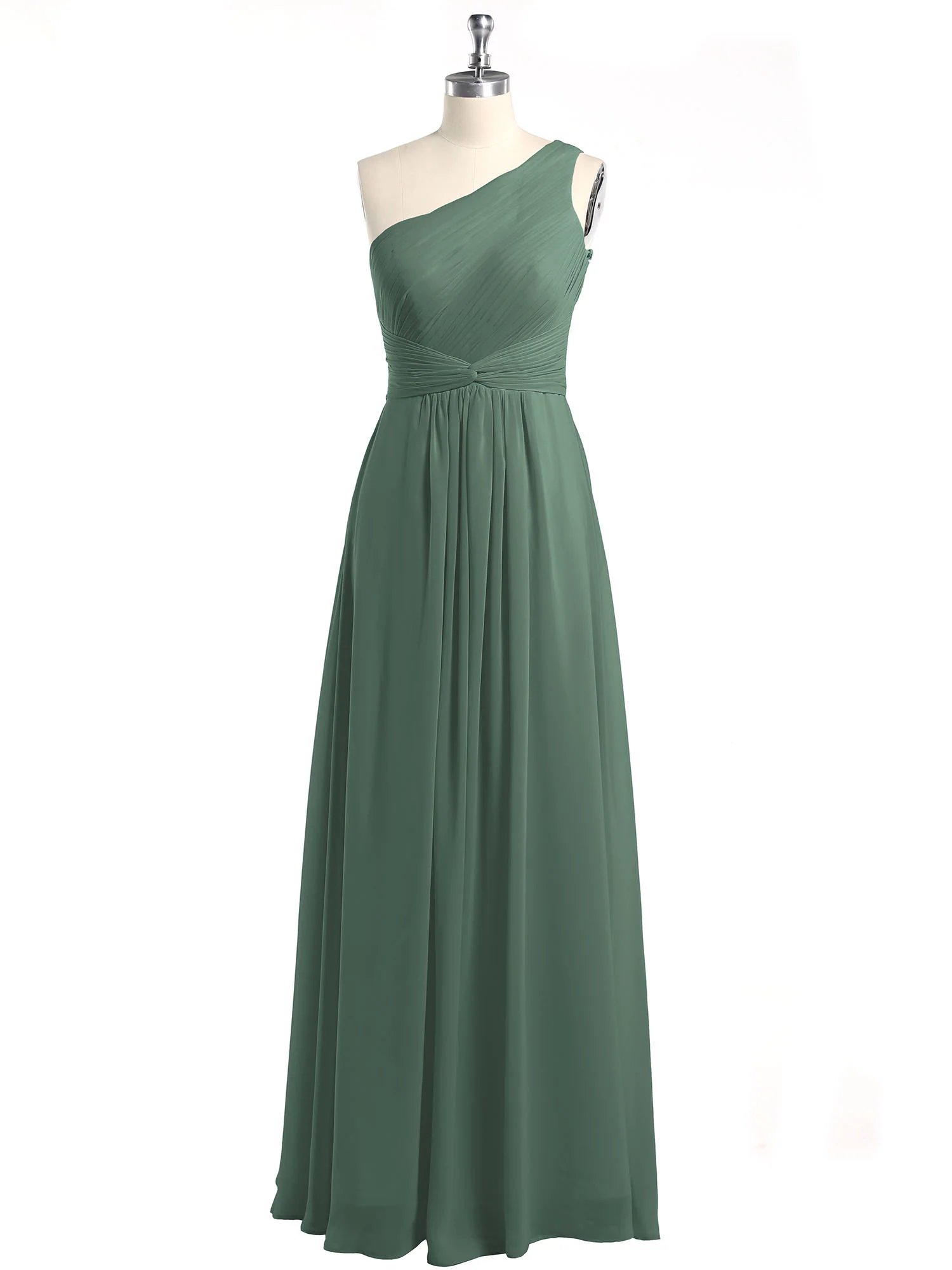 One Shoulder Dresses with Pleated Bodice Eucalyptus - Image 4