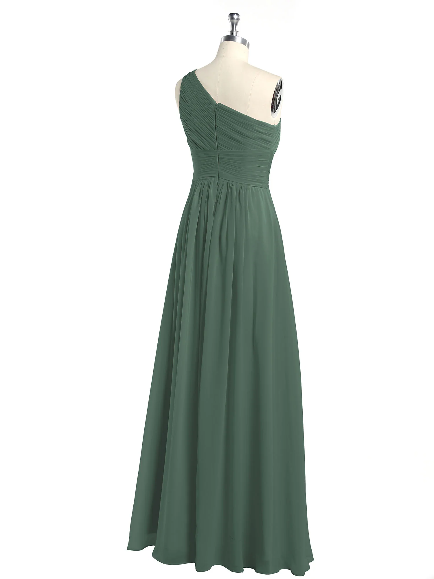 One Shoulder Dresses with Pleated Bodice Eucalyptus - Image 5