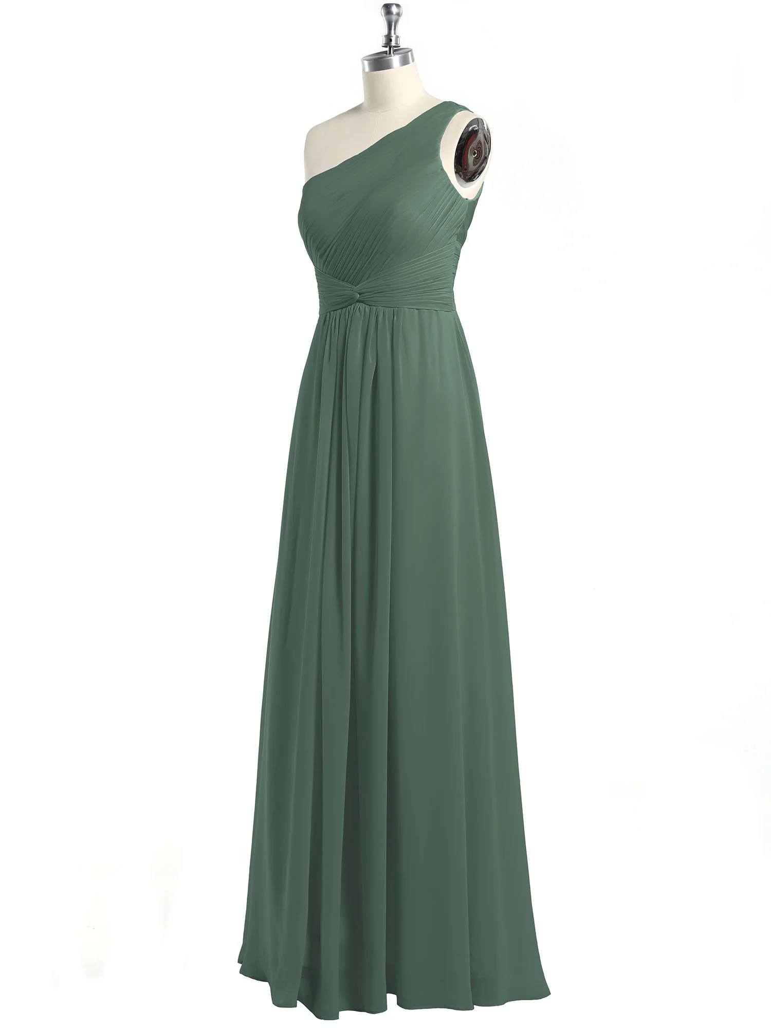 One Shoulder Dresses with Pleated Bodice Eucalyptus - Image 6
