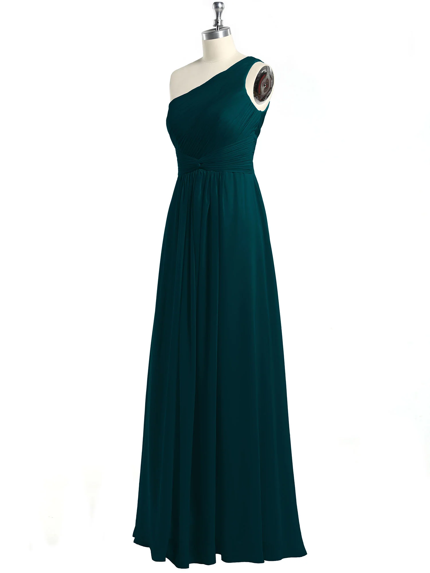 One Shoulder Dresses with Pleated Bodice Pine - Image 6