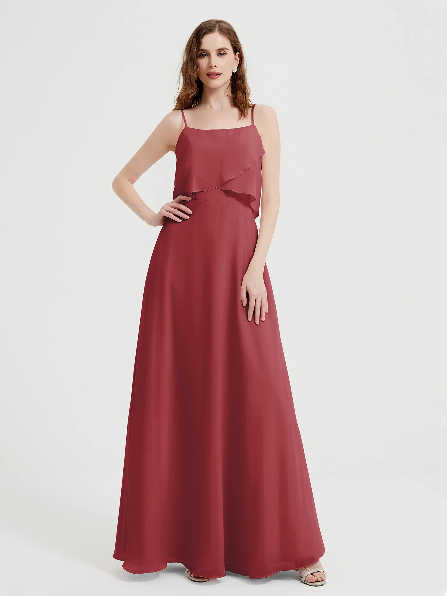Spaghetti Straps Simple Bridesmaid Dresses-Cinnamon Rose