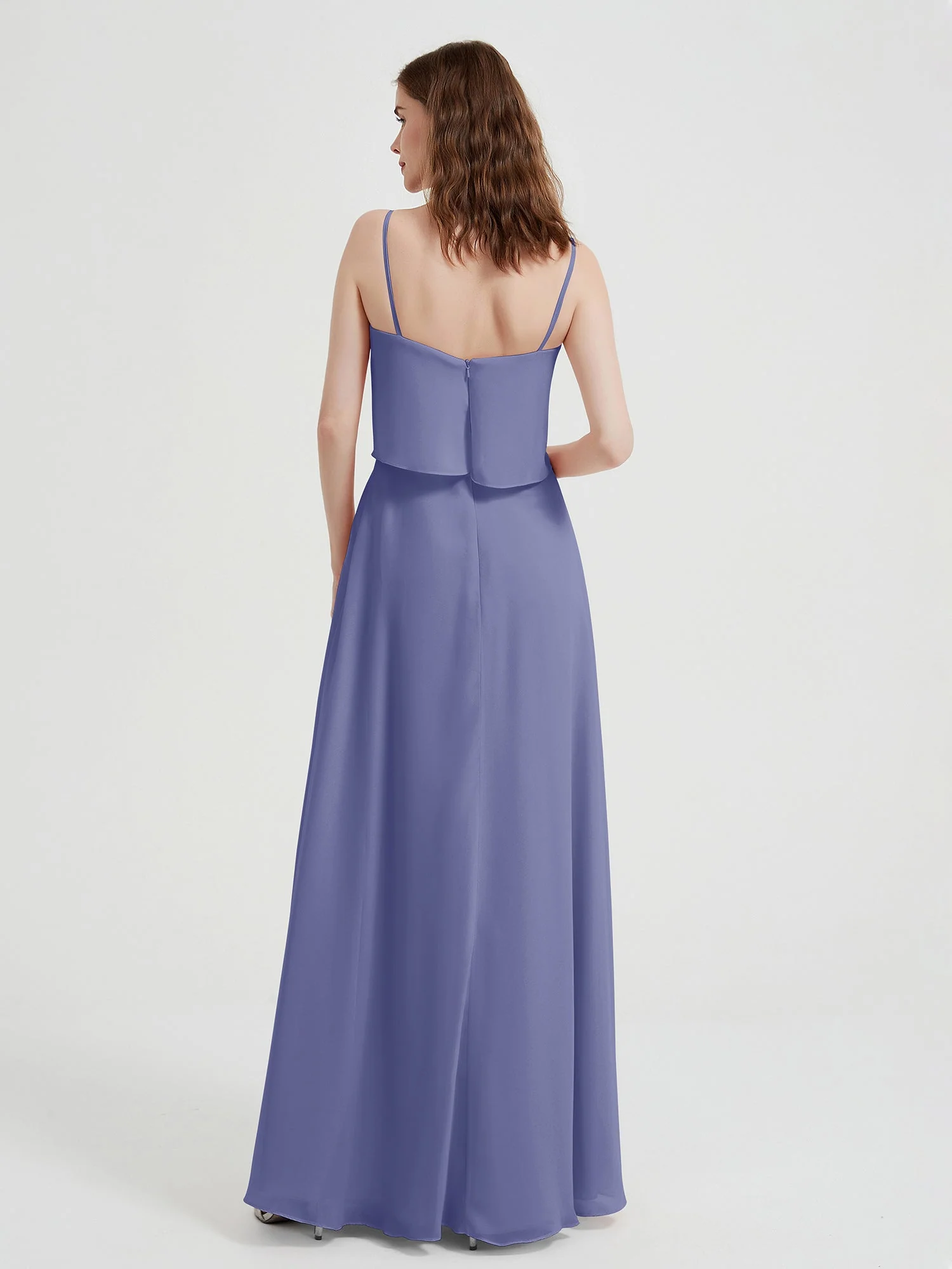 Spaghetti Straps Simple Bridesmaid Dresses-Periwinkle Plus Size - Image 2