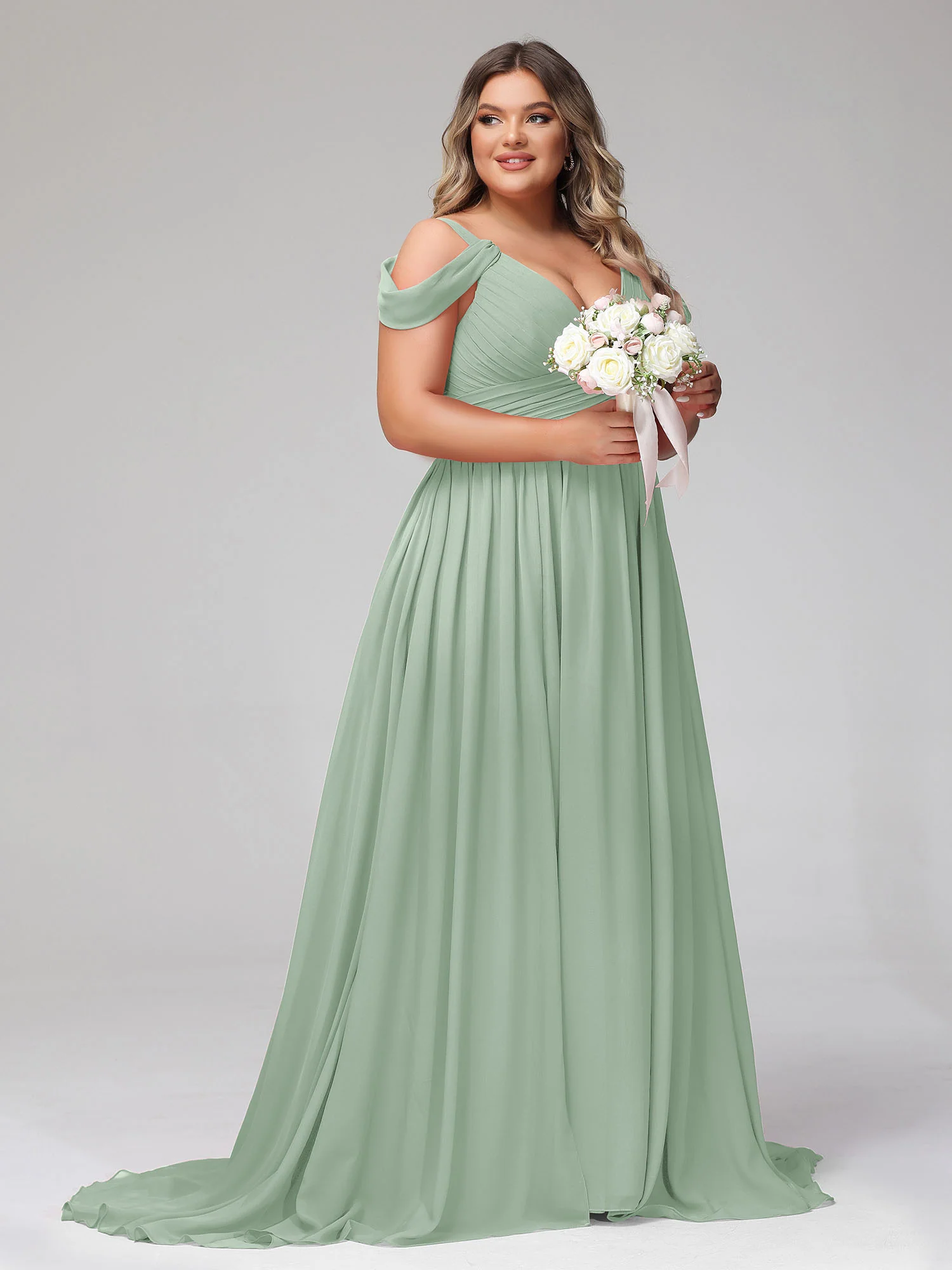 Deep V Neck Sexy Chiffon Dress with Slit-Agave - Image 11