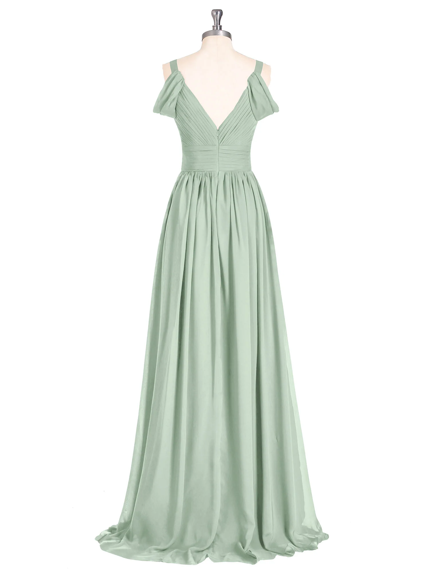 Deep V Neck Sexy Chiffon Dress with Slit-Agave - Image 5