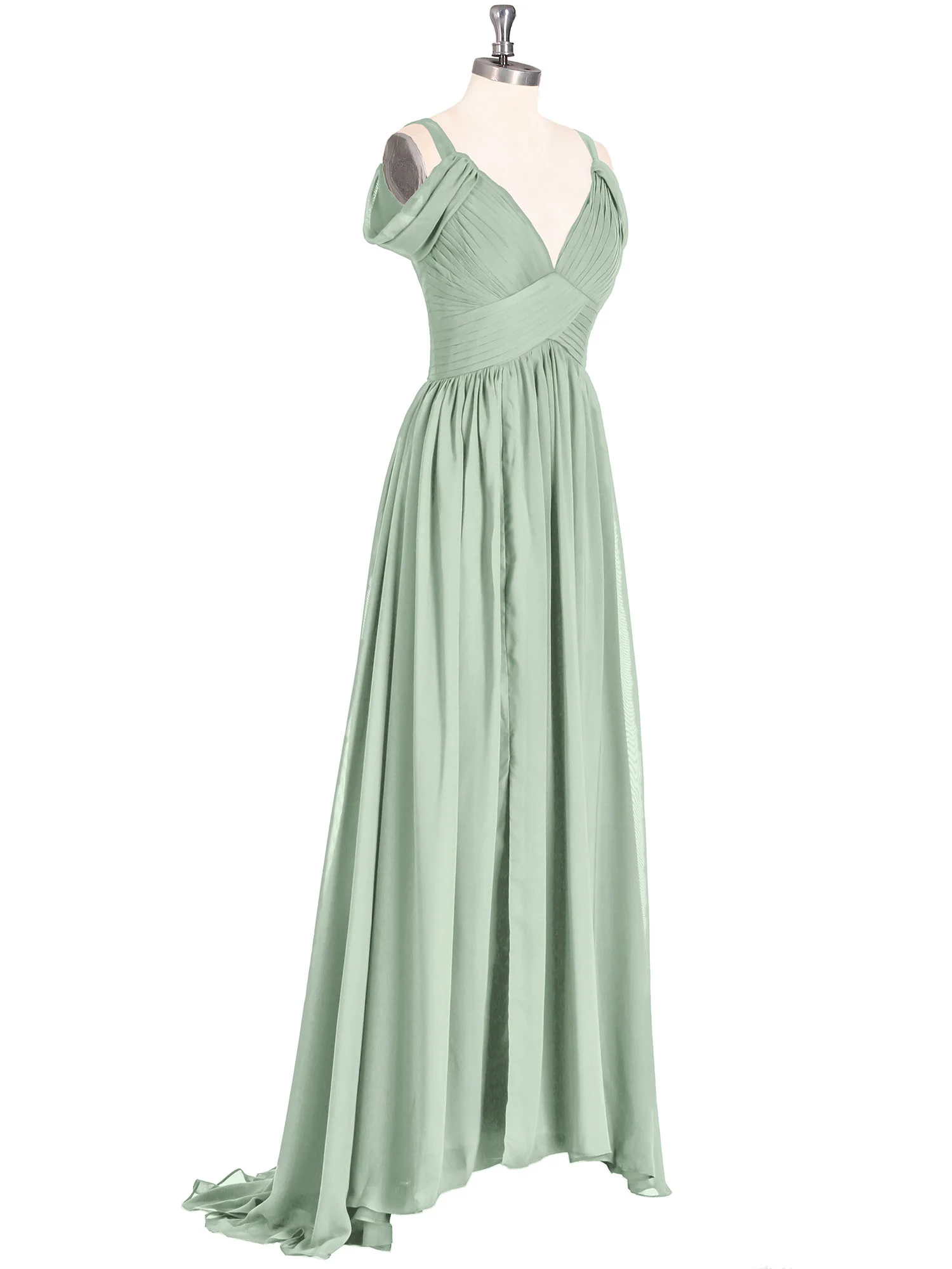 Deep V Neck Sexy Chiffon Dress with Slit-Agave - Image 6