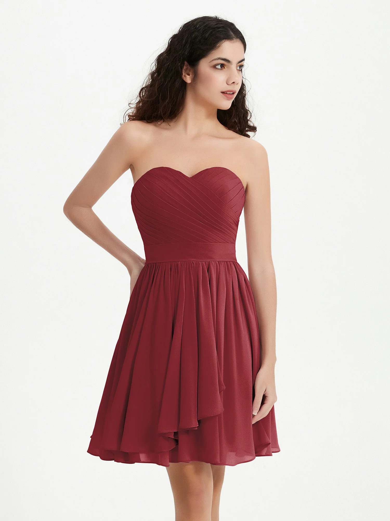 Strapless Sweetheart Neck Mini Dresses-Cinnamon Rose