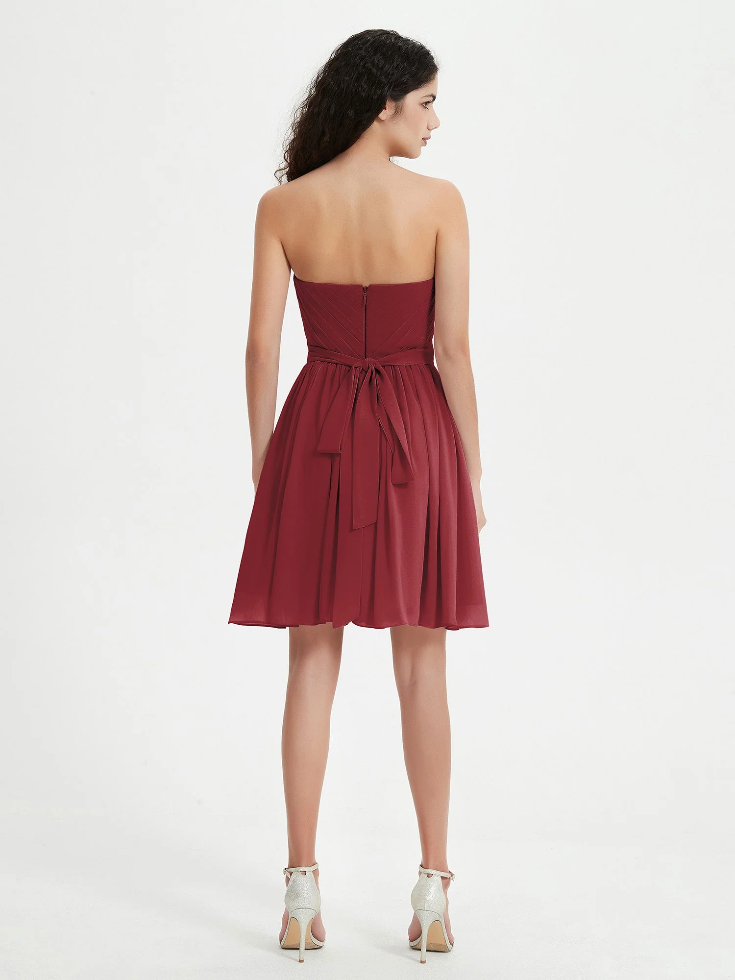 Strapless Sweetheart Neck Mini Dresses-Cinnamon Rose Plus Size - Image 2