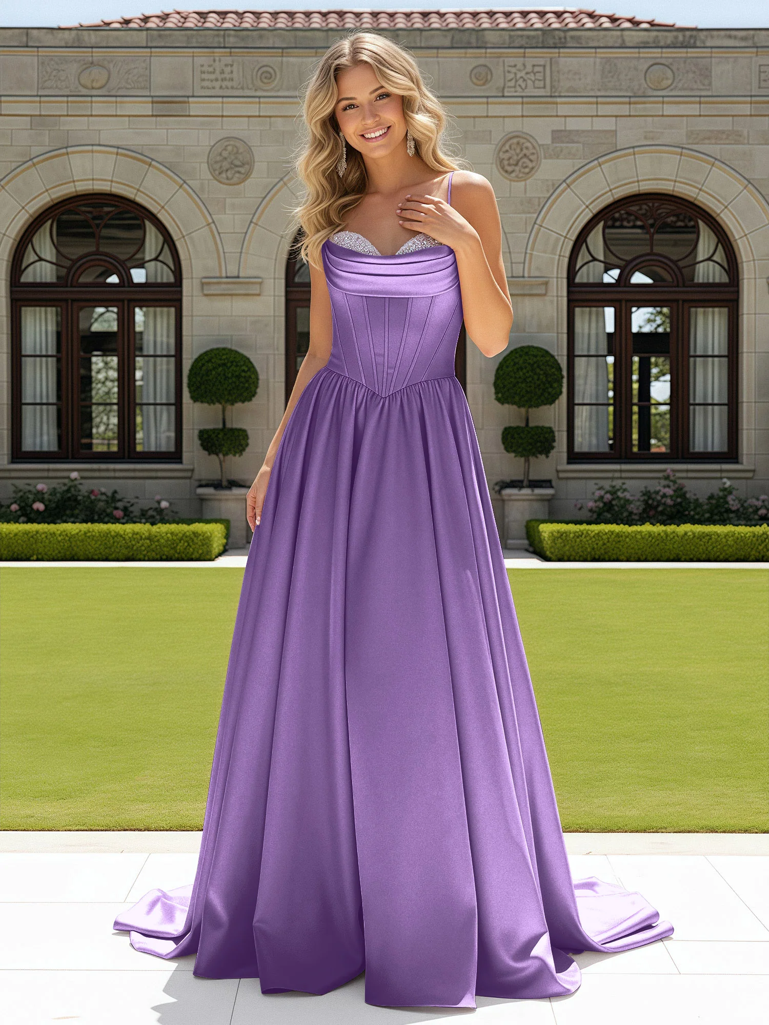 Beaded Sweetheart Corset Sweep Train Gown Tahiti