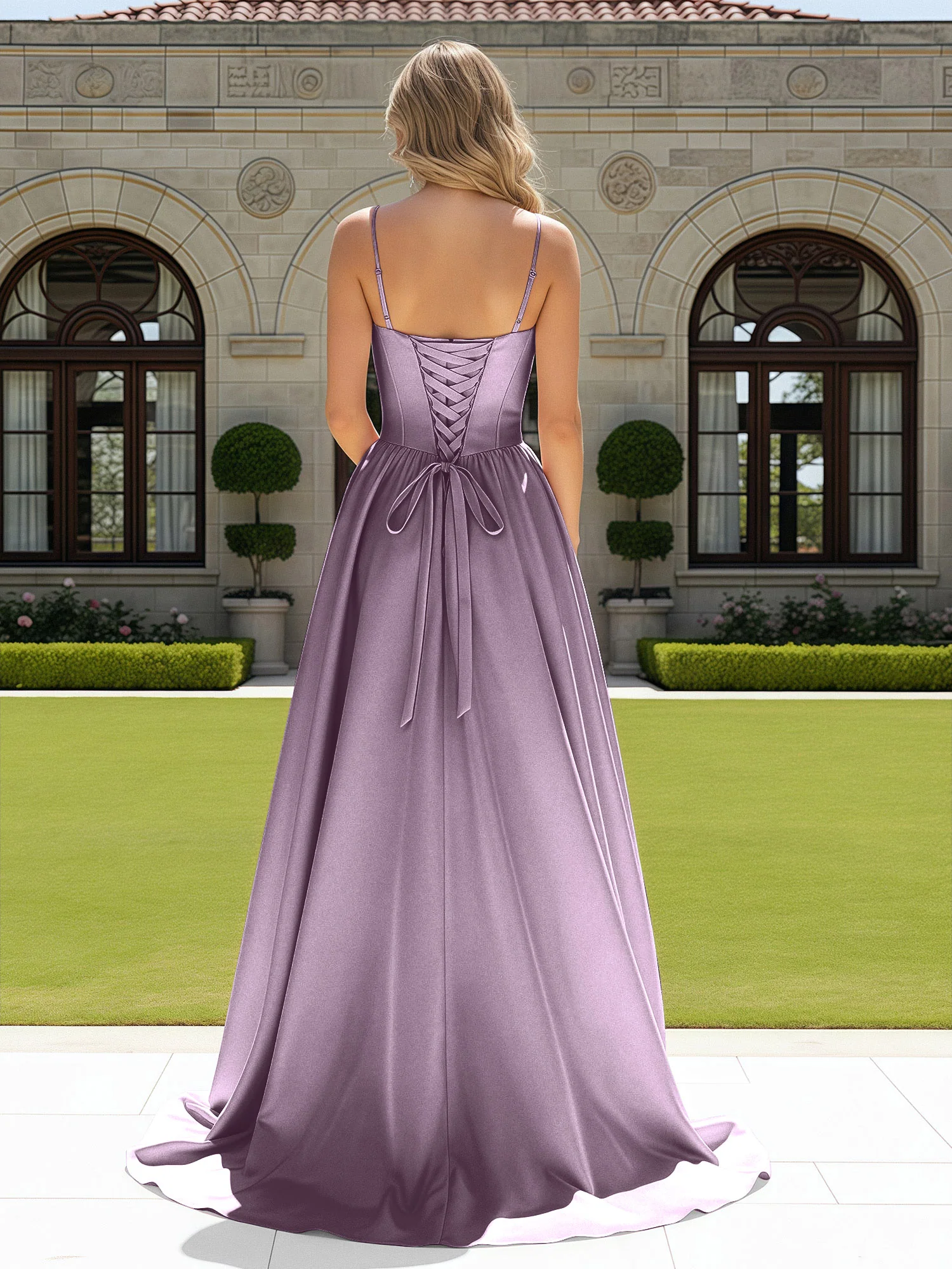 Beaded Sweetheart Corset Sweep Train Gown Wisteria - Image 2