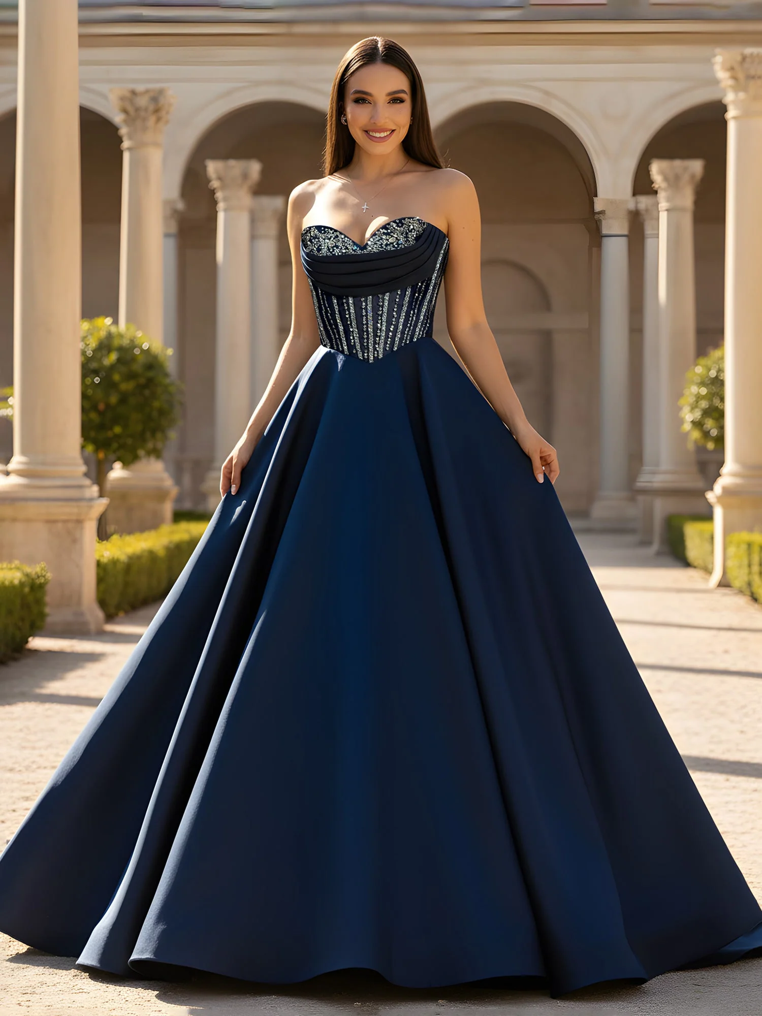 Pleated Corset Bodice Full A-Line Skirt Dress Lavender