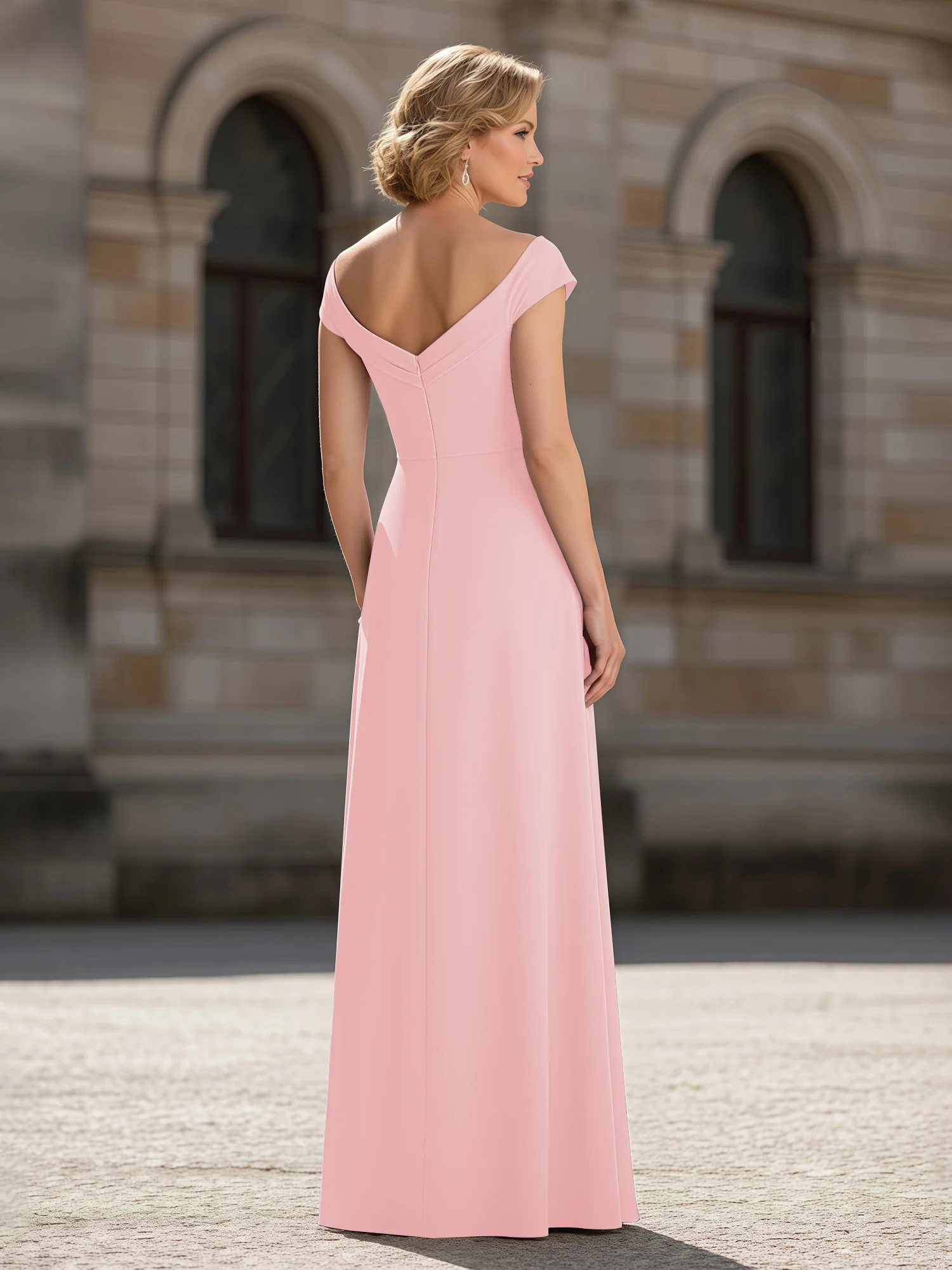 Pleated A-Line Chiffon Floor-Length Dress Blushing Pink - Image 2