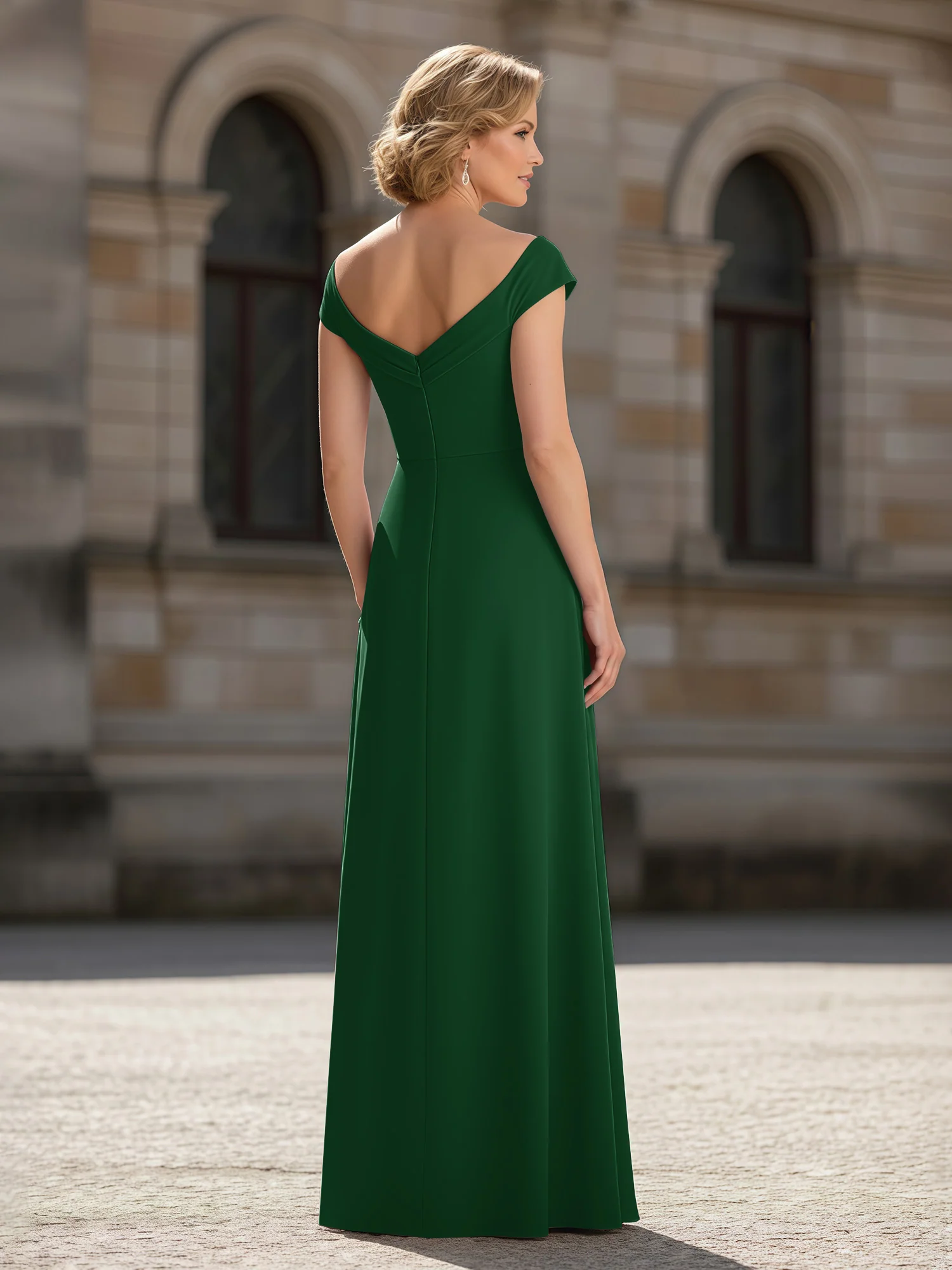 Pleated A-Line Chiffon Floor-Length Dress Dark Green - Image 2