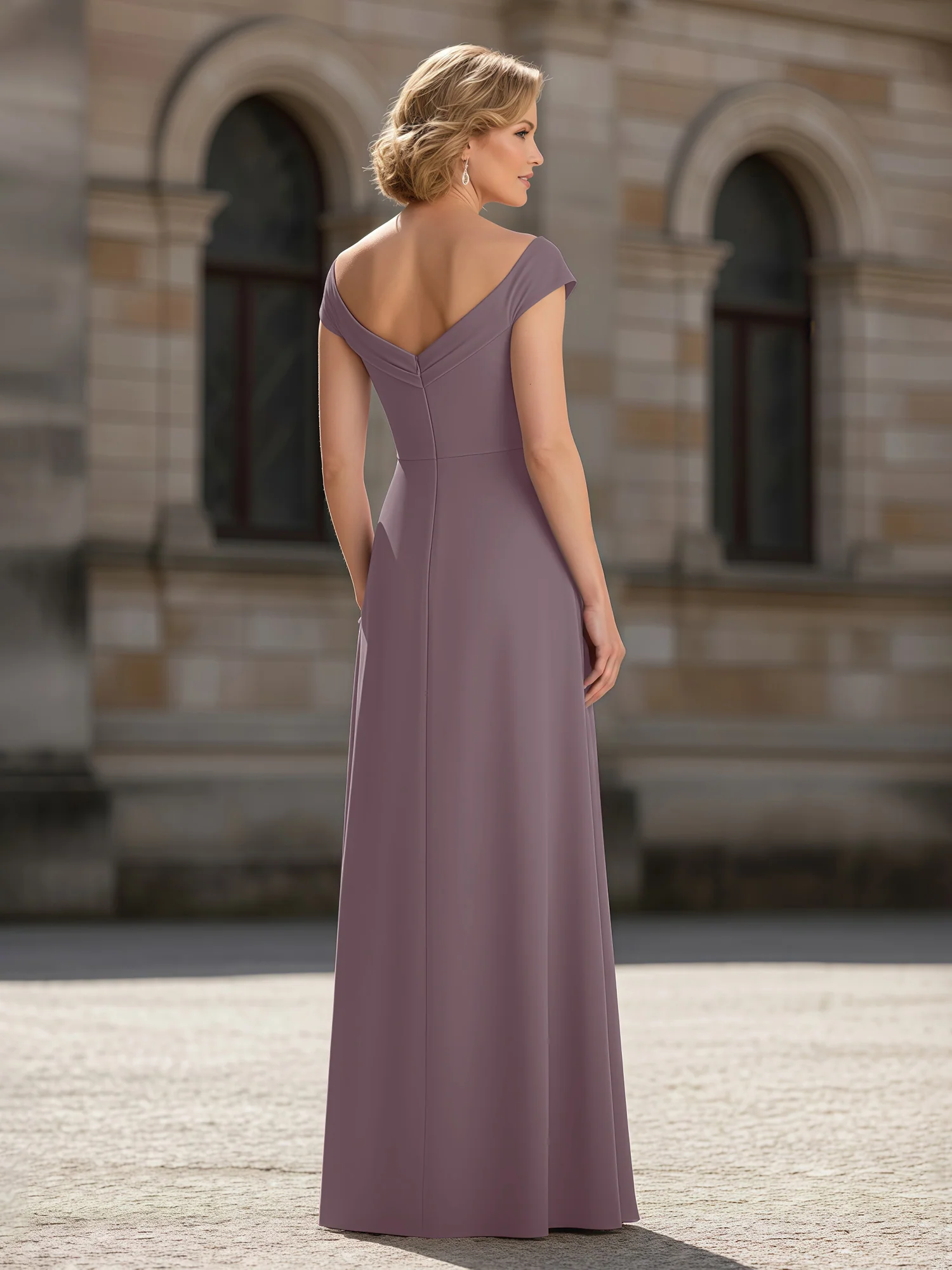 Pleated A-Line Chiffon Floor-Length Dress Dusk - Image 2