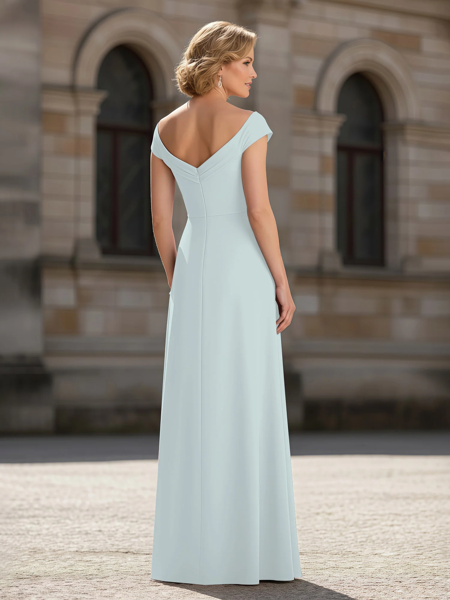 Pleated A-Line Chiffon Floor-Length Dress Mist - Image 2