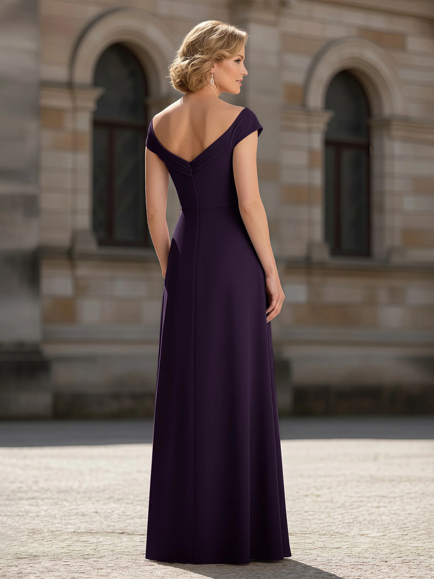 Pleated A-Line Chiffon Floor-Length Dress Plum - Image 2