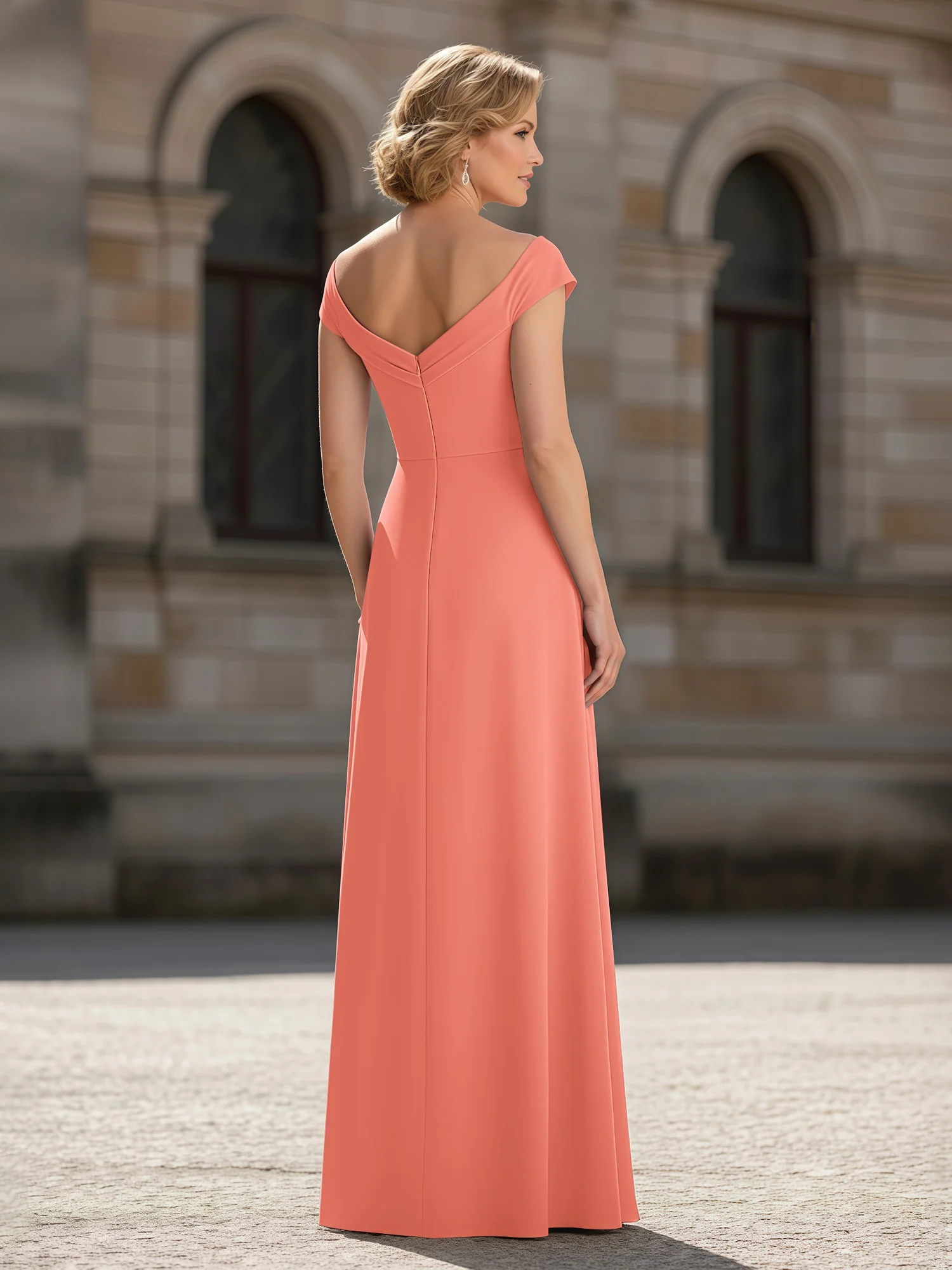 Pleated A-Line Chiffon Floor-Length Dress Sunset - Image 2
