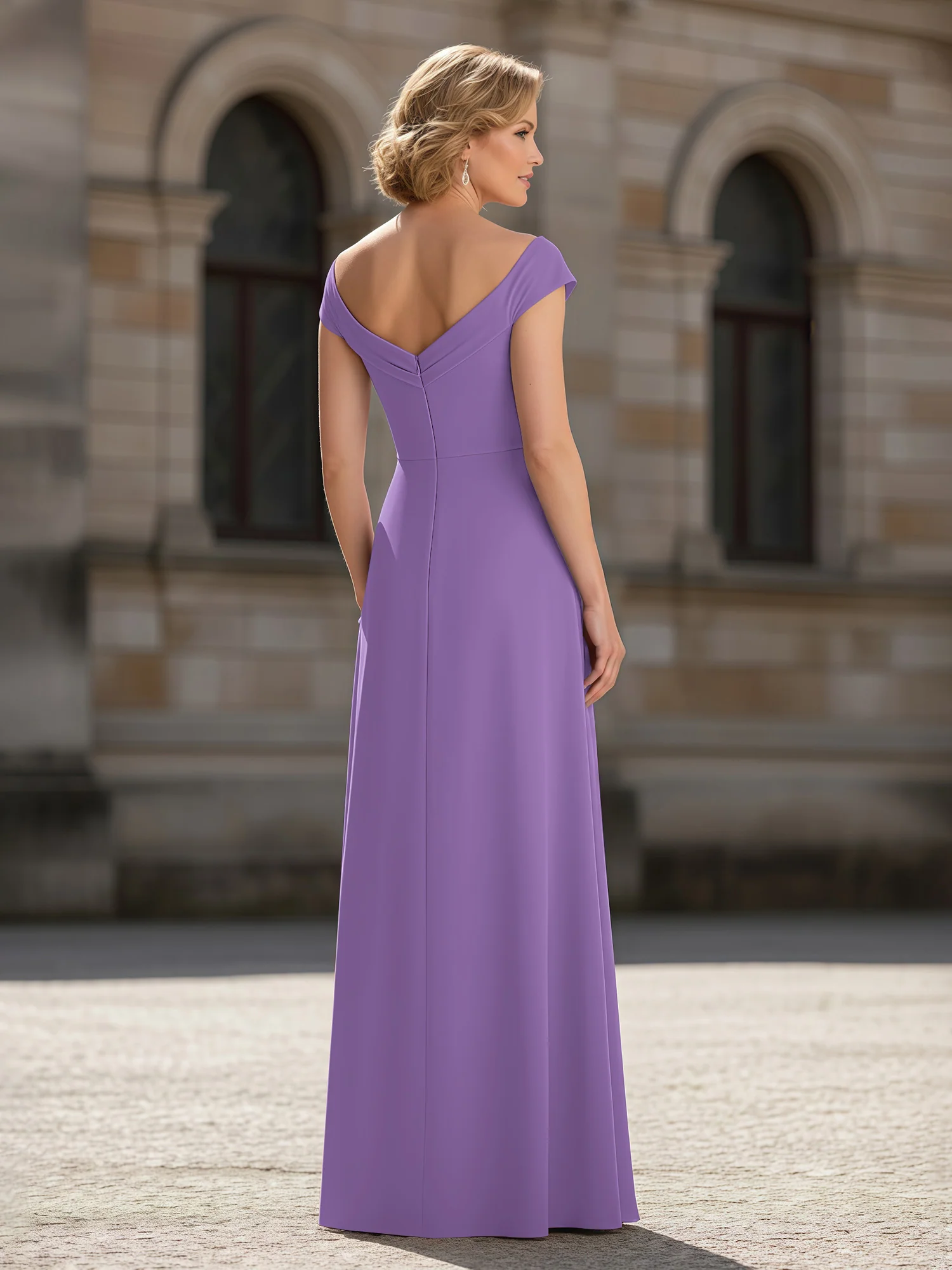 Pleated A-Line Chiffon Floor-Length Dress Tahiti - Image 2