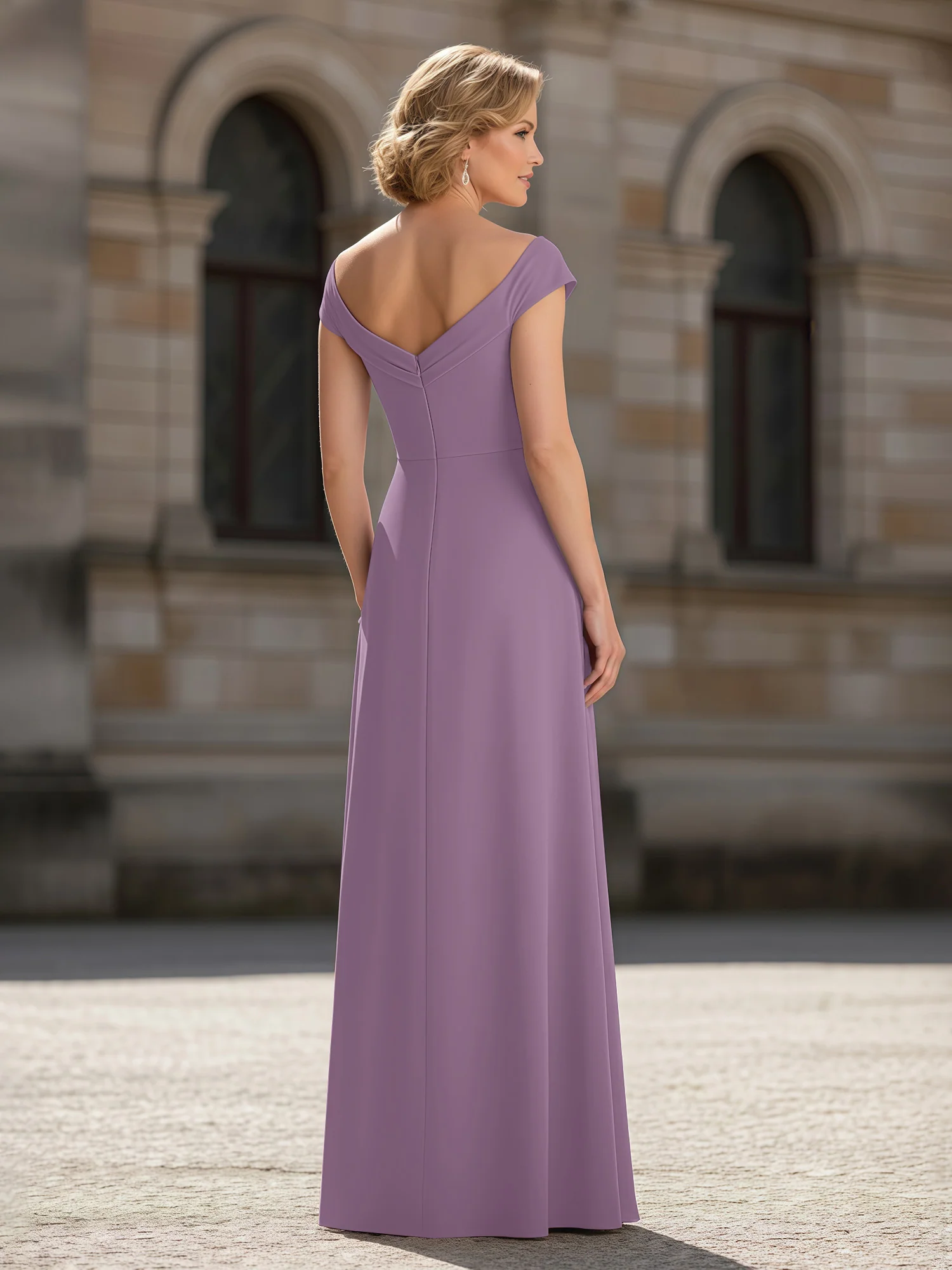 Pleated A-Line Chiffon Floor-Length Dress Wisteria - Image 2