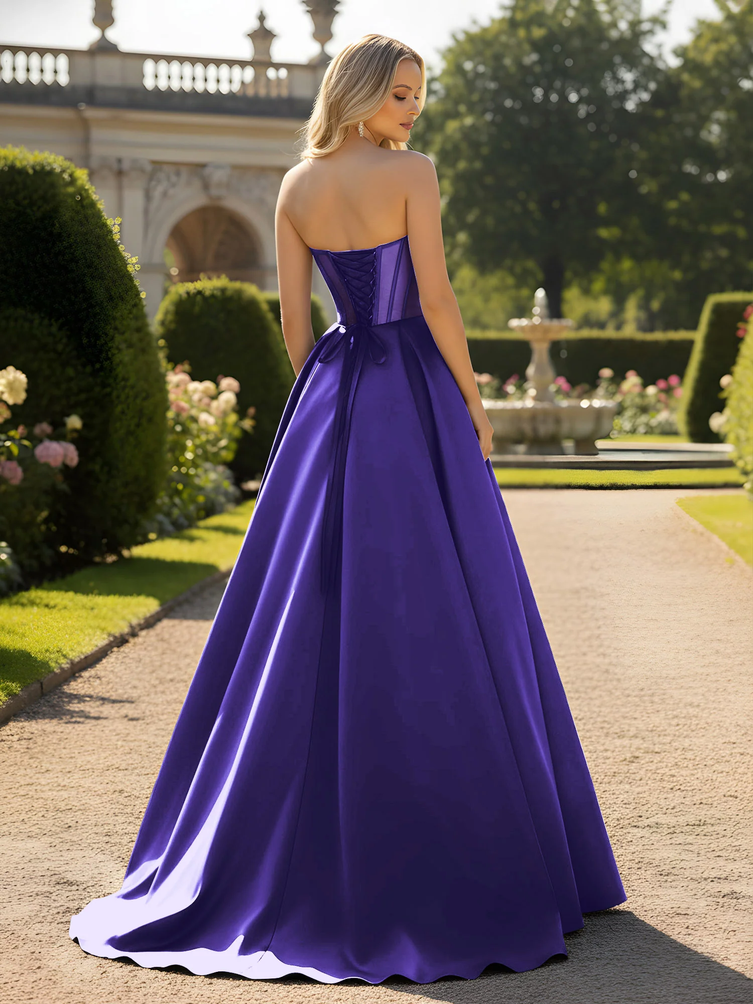 A-Line Ball Gown with Illusion Corset Bodice Regency - Image 2
