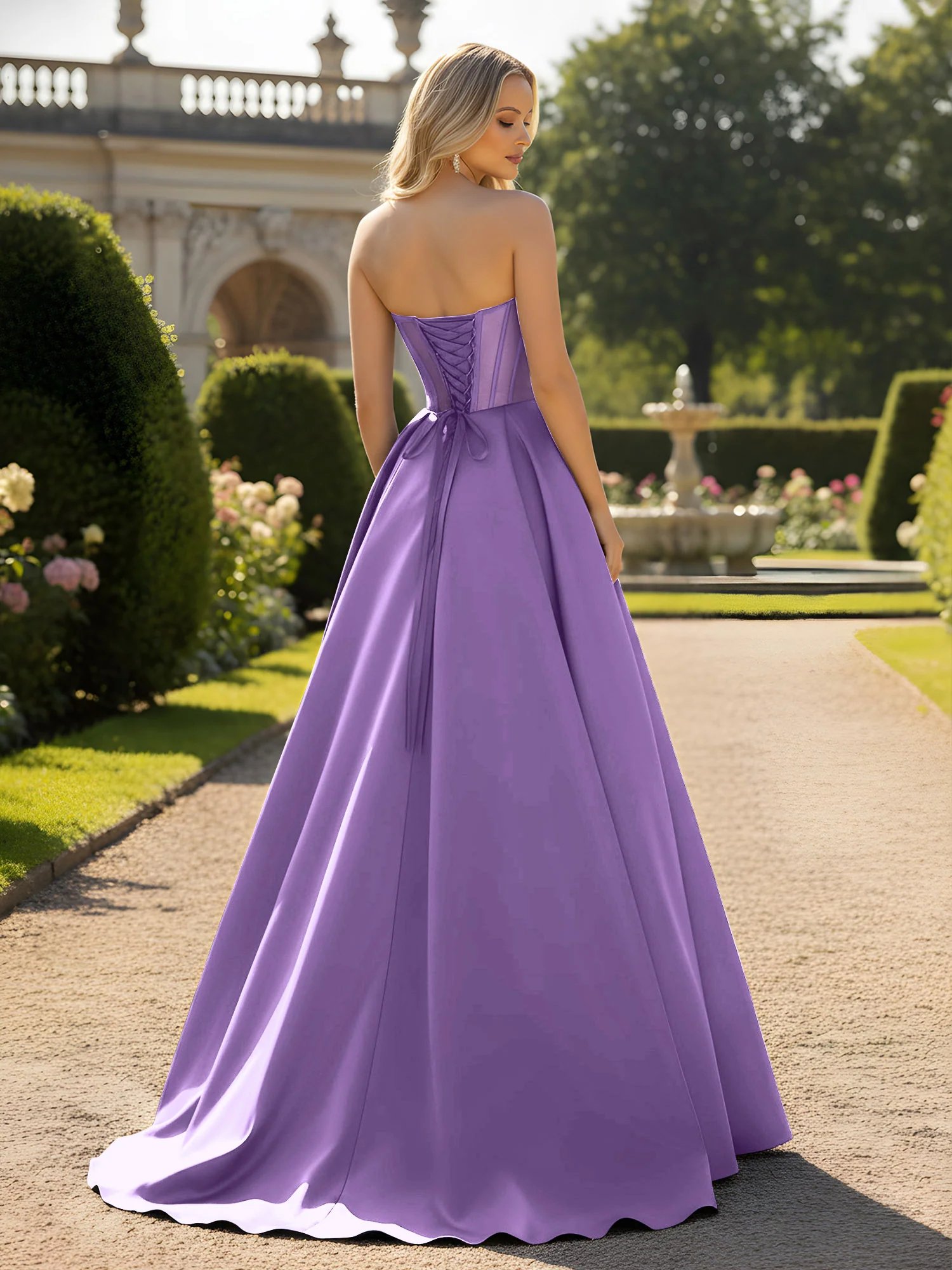 A-Line Ball Gown with Illusion Corset Bodice Tahiti - Image 2