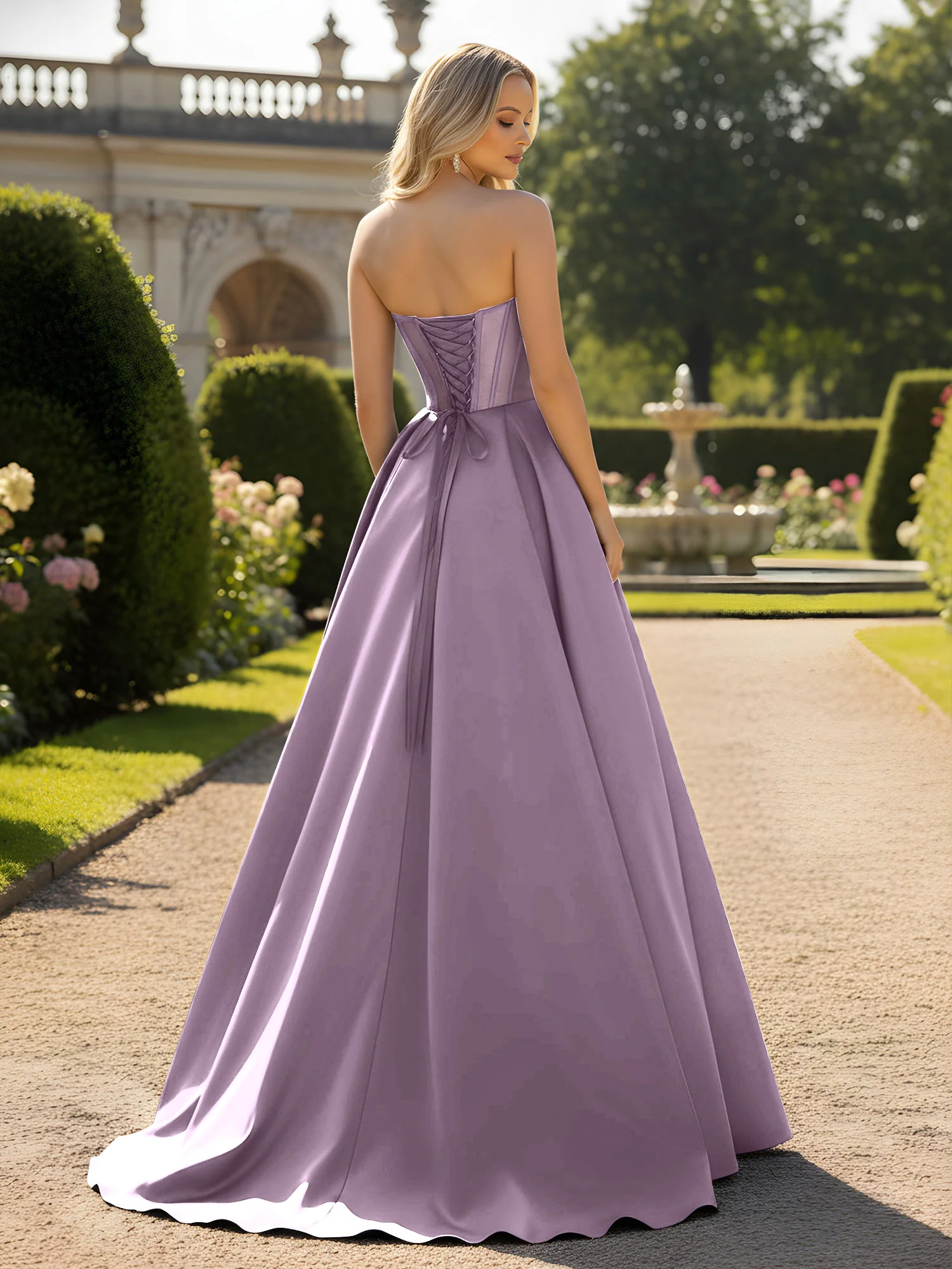 A-Line Ball Gown with Illusion Corset Bodice Wisteria - Image 2