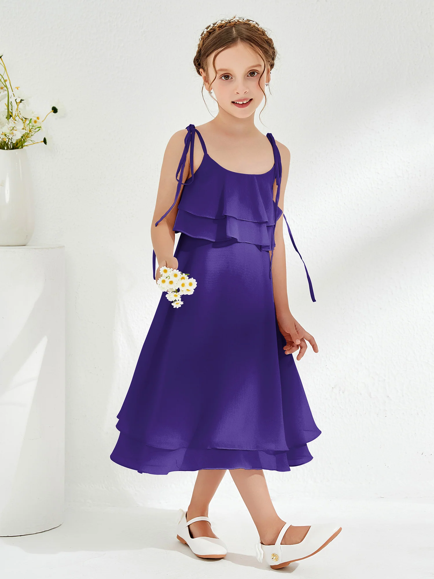 Cute Two Layers Ruffles Junior Bridesmaid Dresses Regency - Image 3