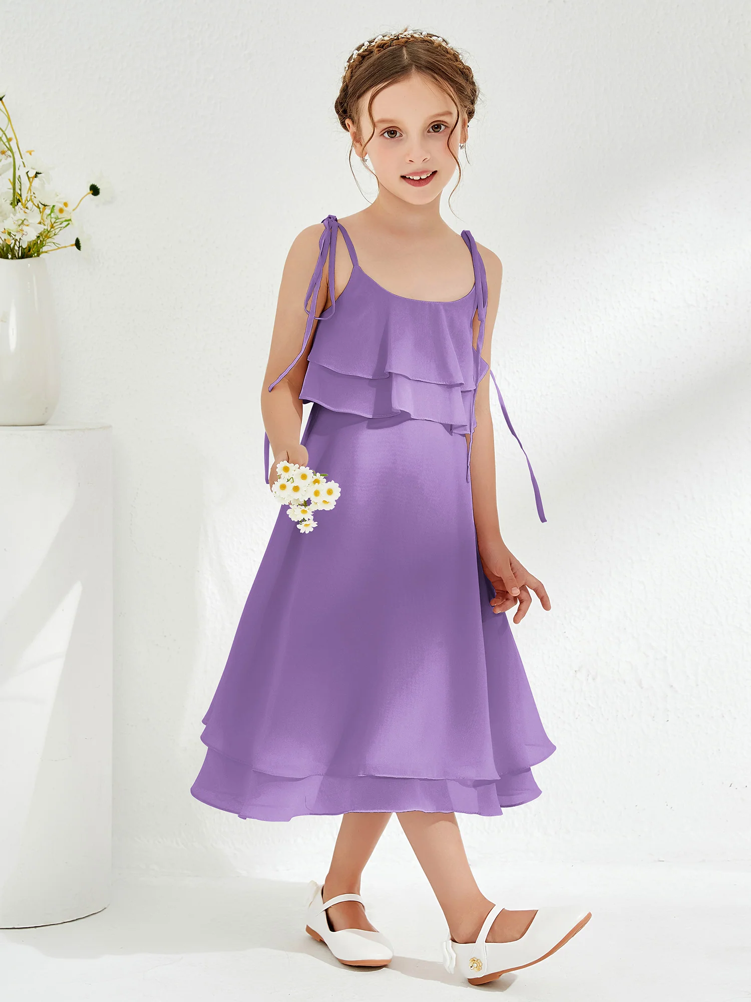 Cute Two Layers Ruffles Junior Bridesmaid Dresses Tahiti - Image 3