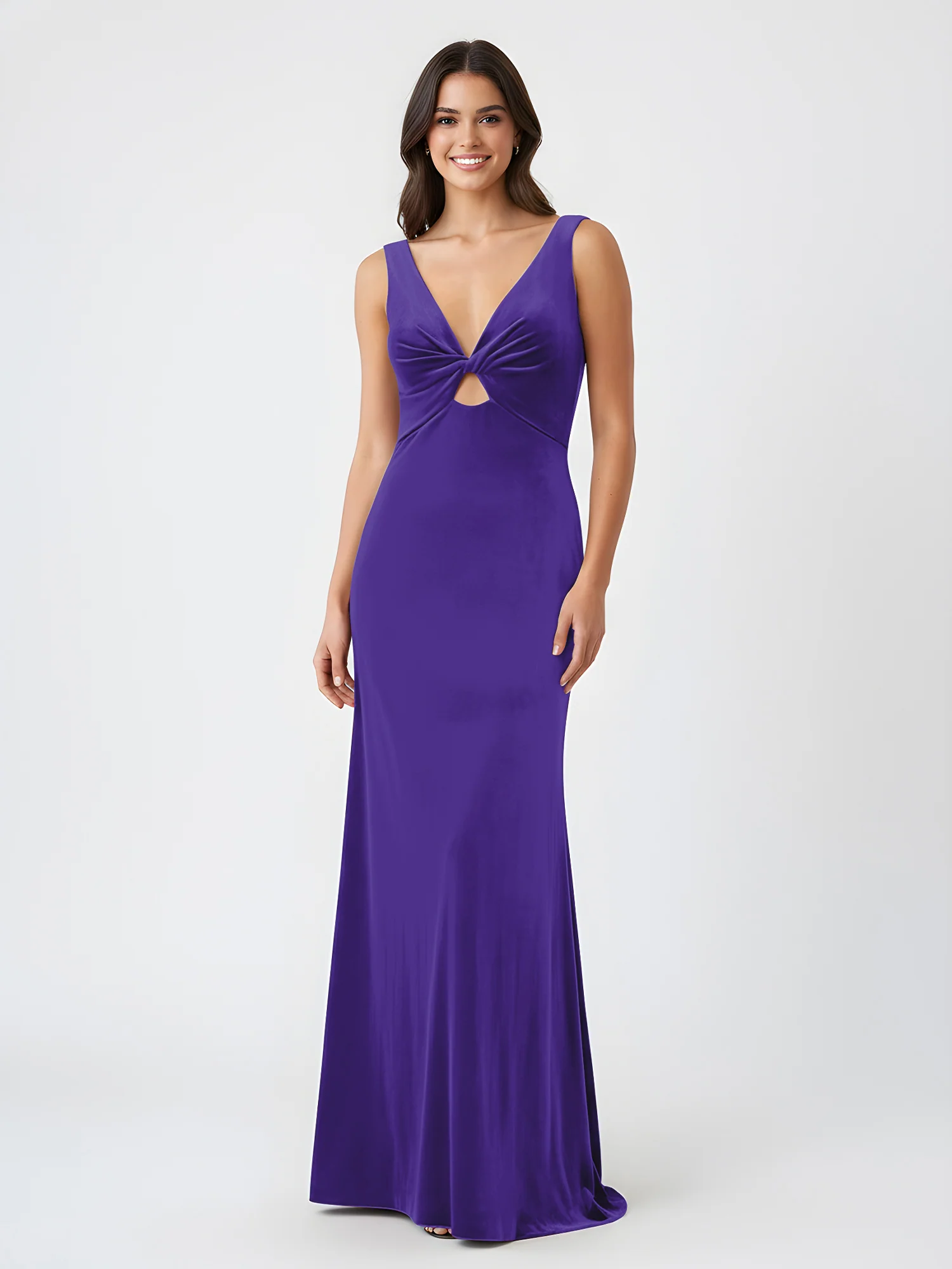 Sheath Deep V-Neck Sleeveless Velvet Dresses Regency