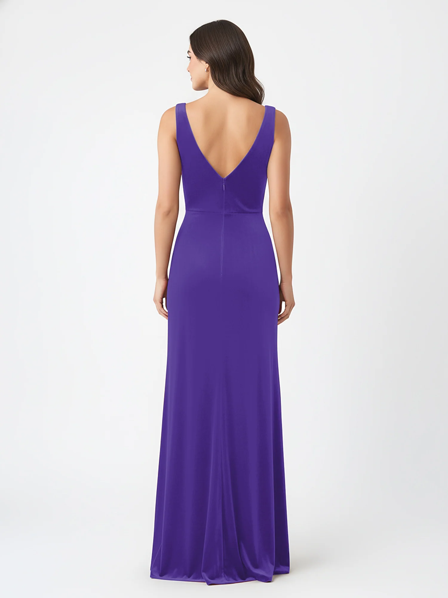 Sheath Deep V-Neck Sleeveless Velvet Dresses Regency - Image 2