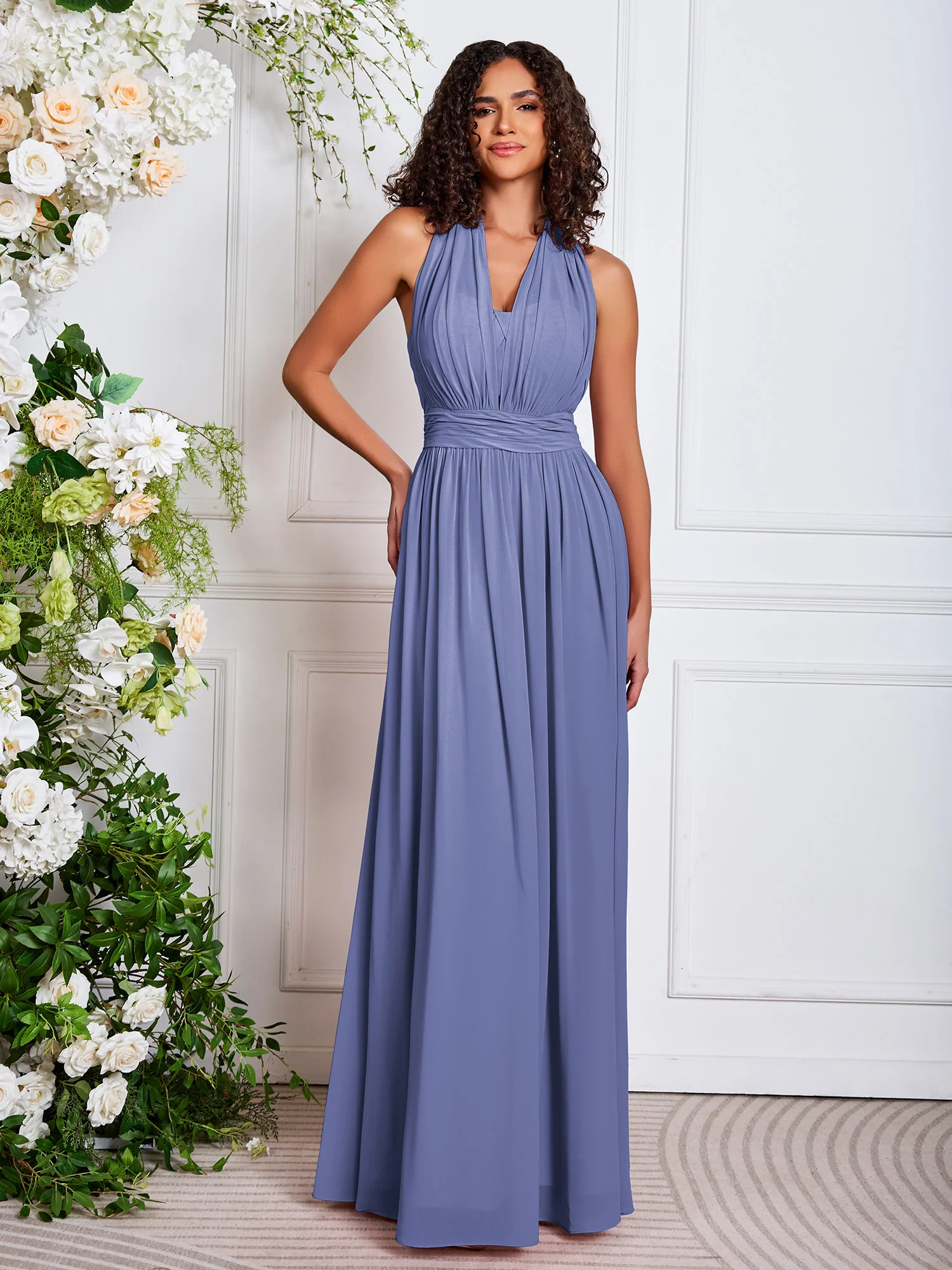 Bow Periwinkle Multi Wear Convertible Bridesmaid Dresses - Image 2