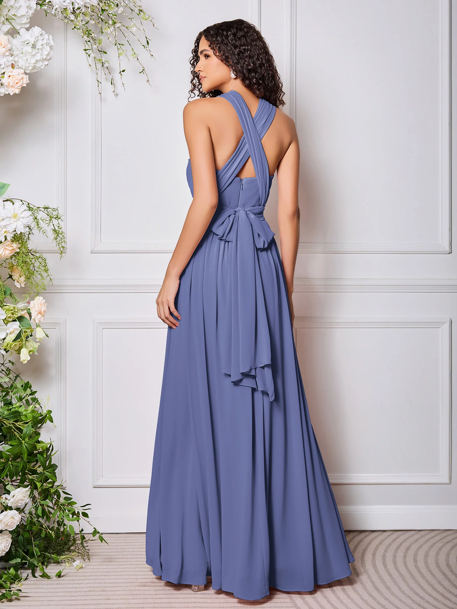 Grecian Periwinkle Multi Wear Convertible Bridesmaid Dresses - Image 2
