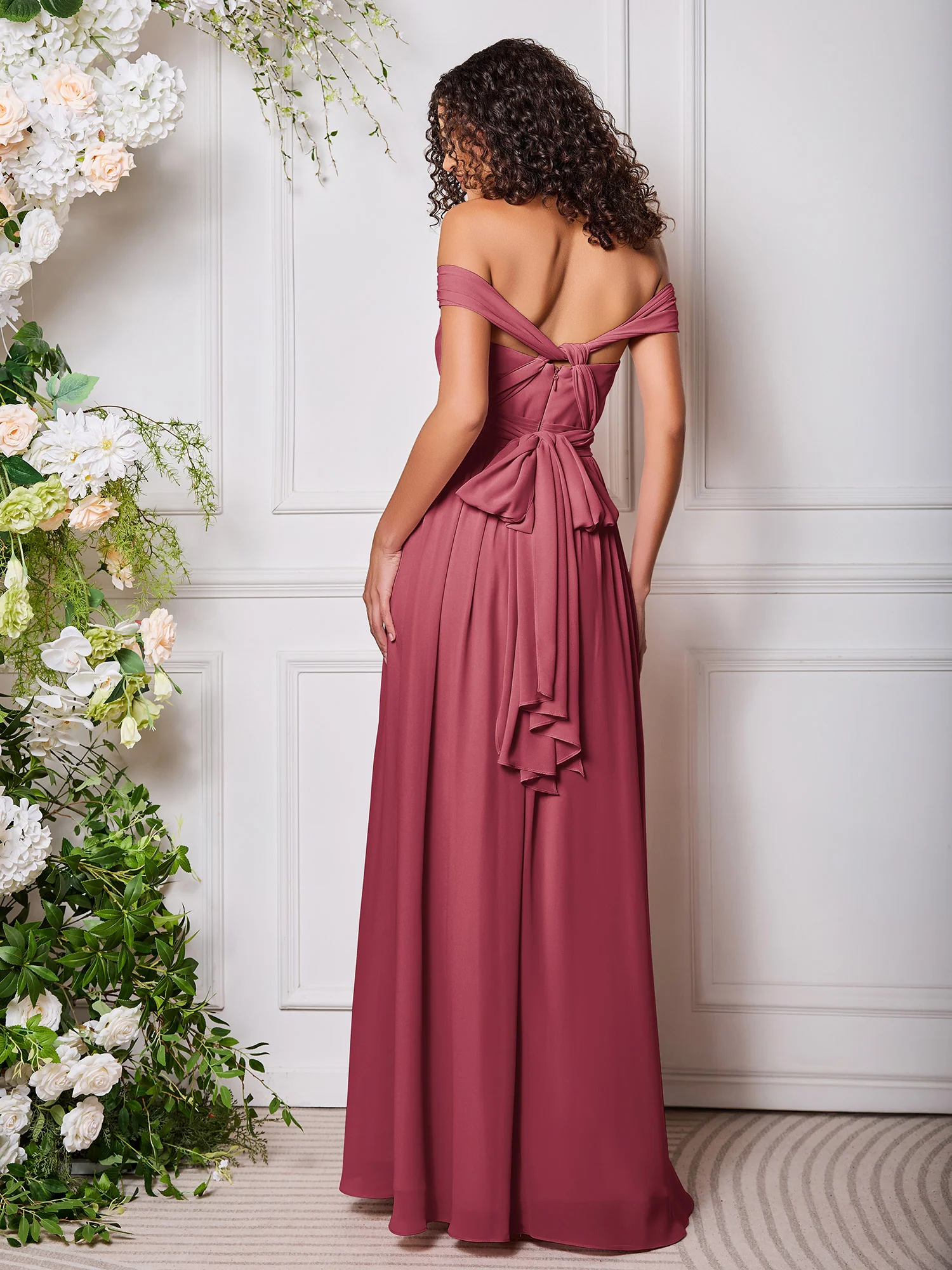 Off-the-Shoulder Cinnamon Rose Multi Wear Convertible Bridesmaid Dresses - Image 2