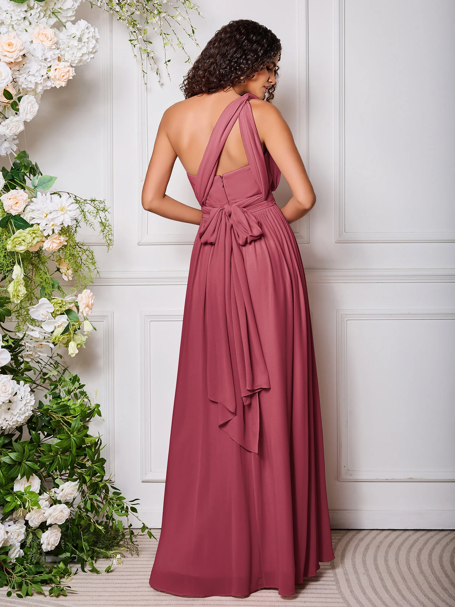 One-Shoulder Cinnamon Rose Multi Wear Convertible Bridesmaid Dresses